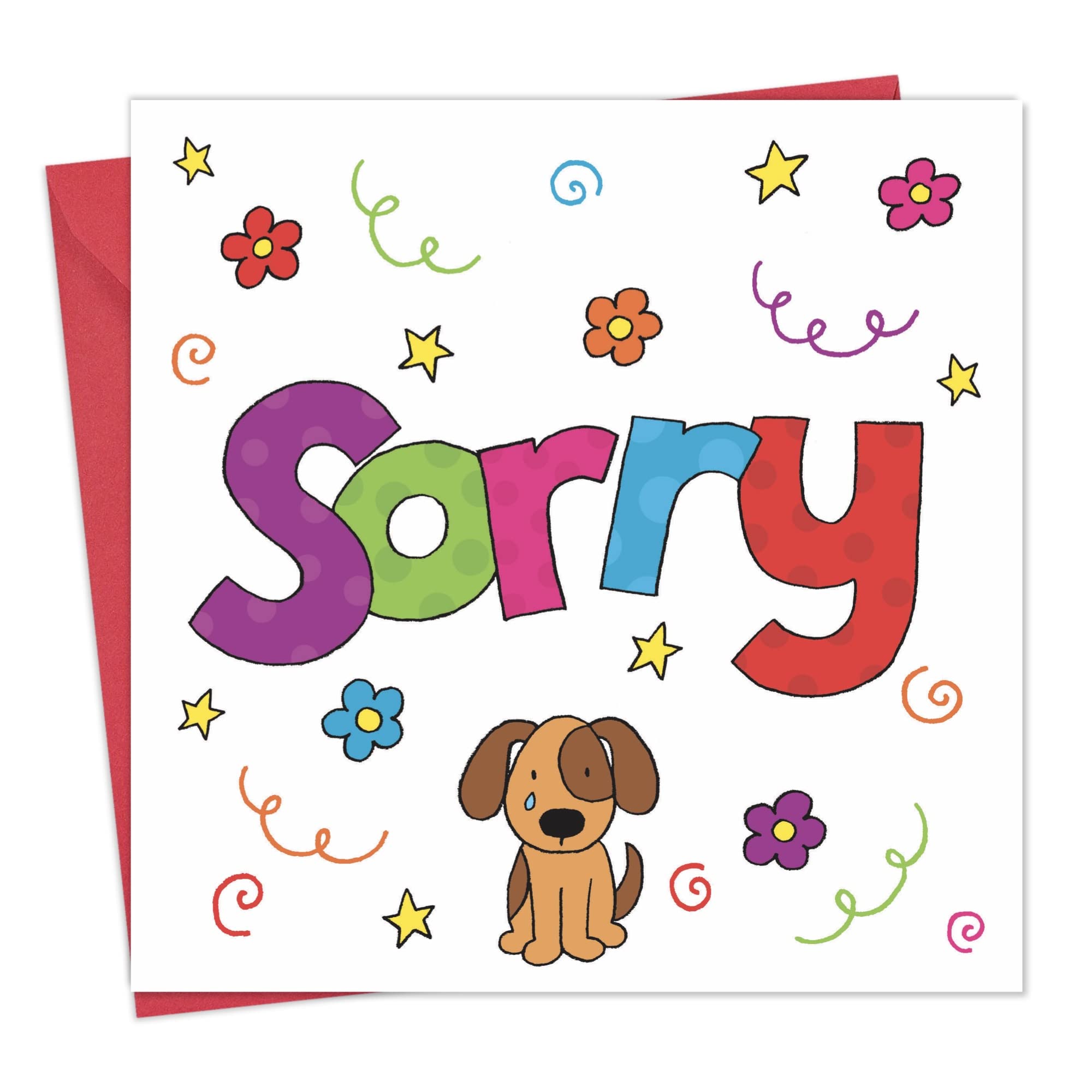 Twizler Sorry Greeting Card - Floral & Crying Puppy Design for Apologies, Forgiveness & Reconciliation | Perfect for Anniversaries, Breakups & Special Occasions