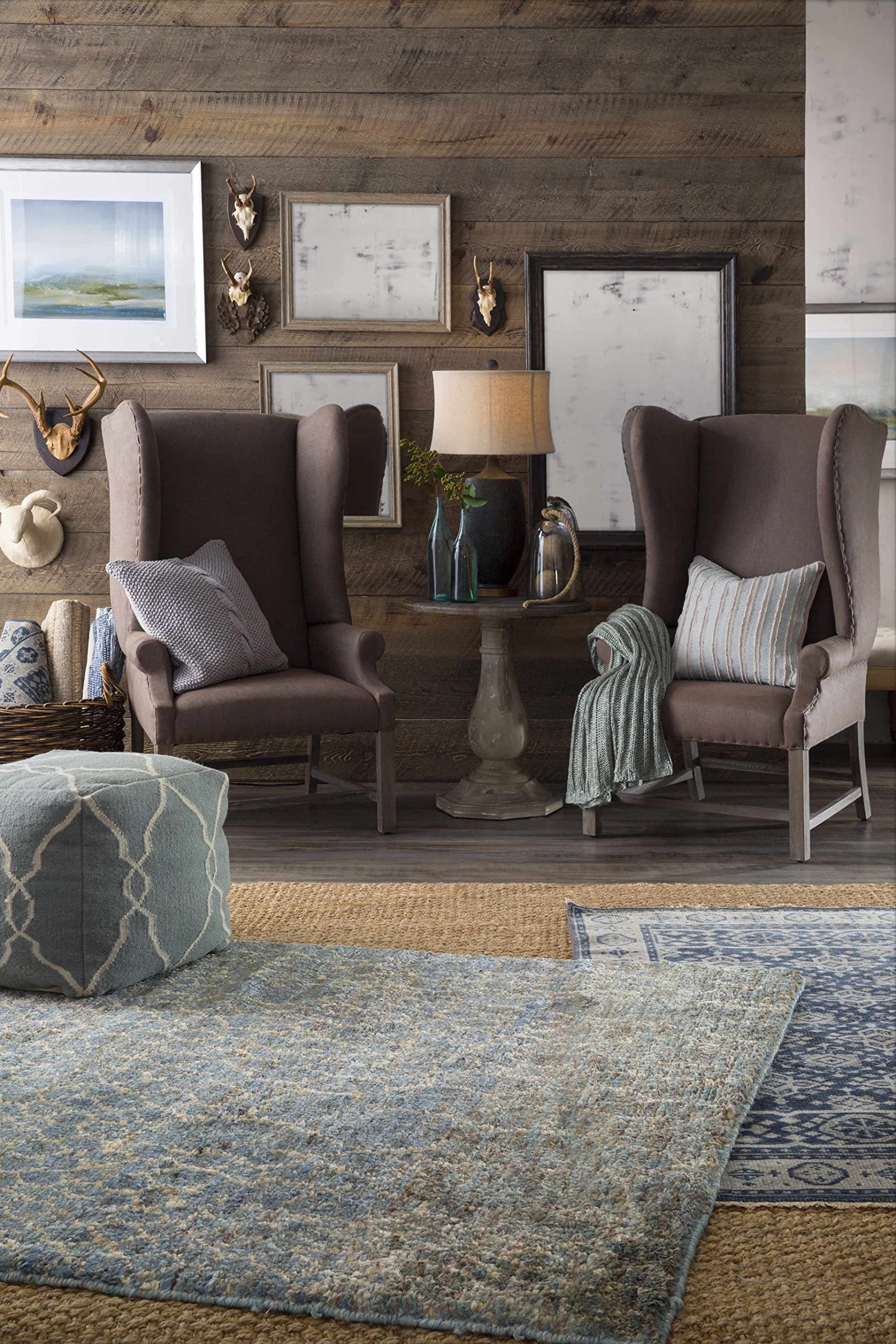 Hauteloom Sherwood Wool Area Rug - Traditional Teal & Ice Blue - 9'x13' - Soft & Durable for Living Room, Bedroom, Office - Perfect for Home Decor & Cozy Spaces