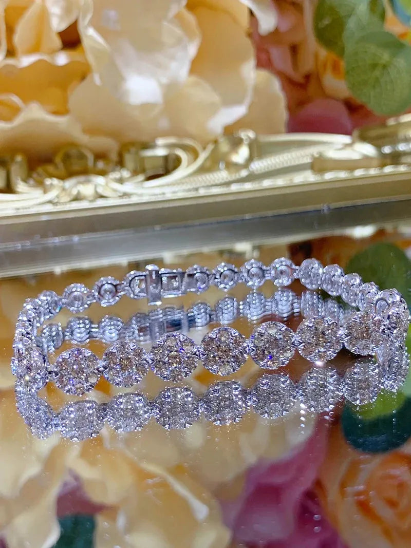 18K White Gold Diamond Bracelet for Women - 8.88 Carat Natural Round Cut Diamond Tennis Bracelet | Luxury Engagement Jewelry Gift for Anniversary, Valentine's Day & Special Occasions
