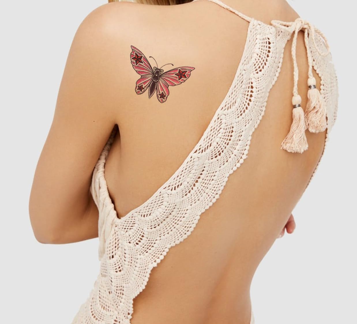 Waterproof Temporary Tattoo Stickers for Men & Women - 3D Realistic Flowers, Butterflies, Stars, Angels, Wolves & Armband Designs (21X15cm) | Perfect for Parties, Cosplay, Halloween & Fashion Accessories