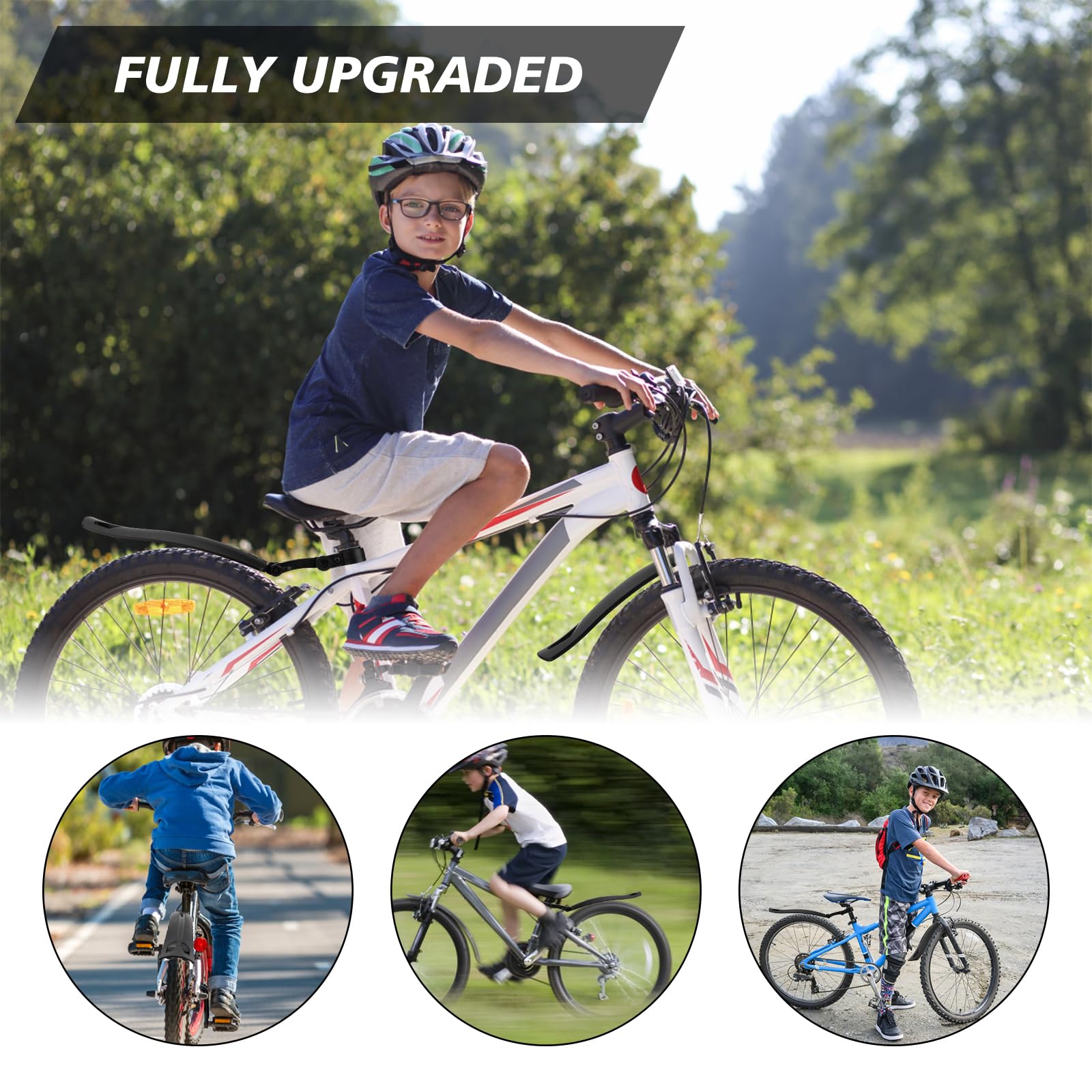 Oumers Kids Bike Fenders - Adjustable Front & Rear Mud Guards for 12-16 Inch Bicycles | Easy Install Cycling Mudguard for Children's Bikes | Perfect for Rainy Day Commutes & Off-Road Adventures