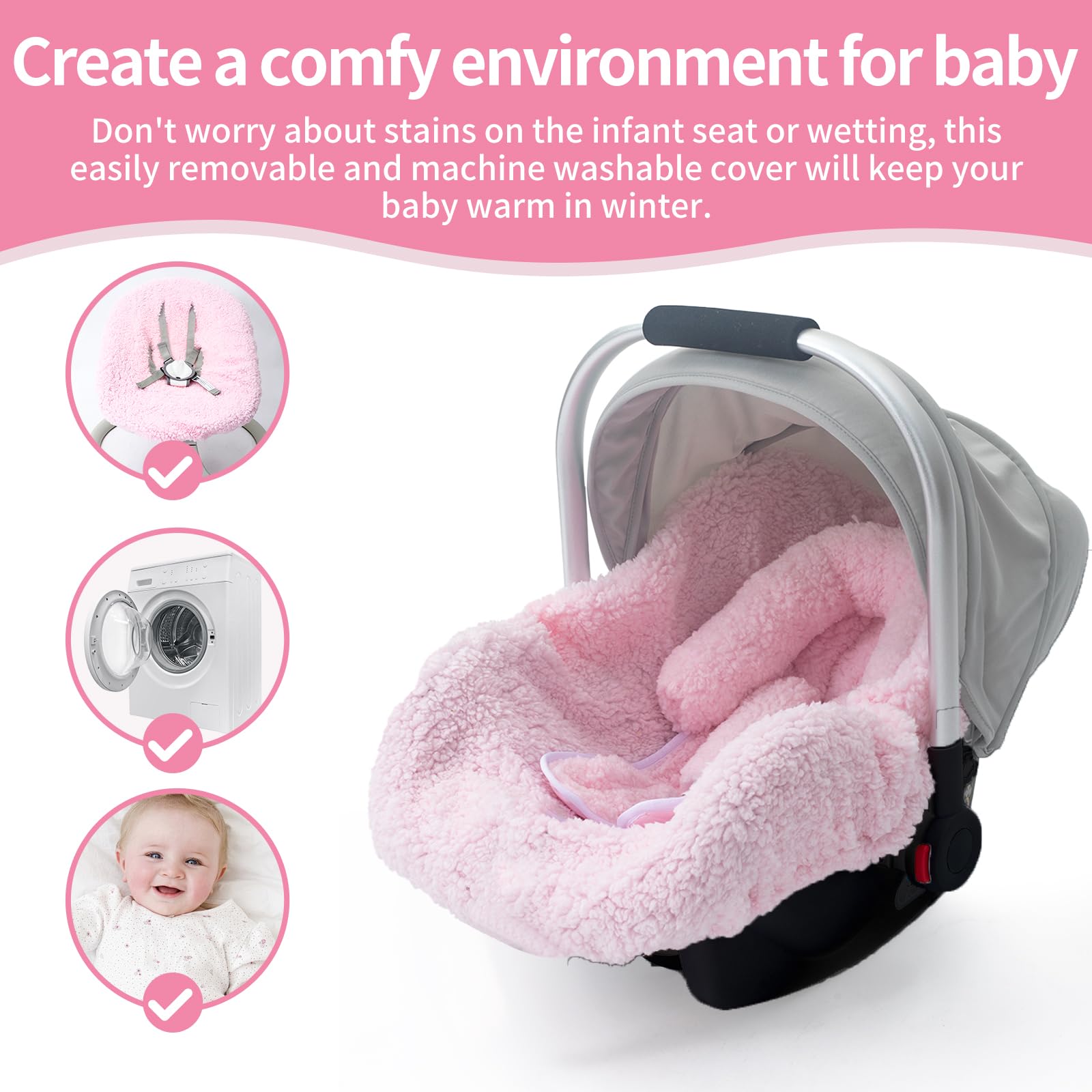 Warm Winter Baby Car Seat Cover - Soft Plush Fleece Liner for Infant Car Seats & Carriers | Cold Weather Protection & Newborn Shower Gift | Perfect for Snowy Days & Winter Travel
