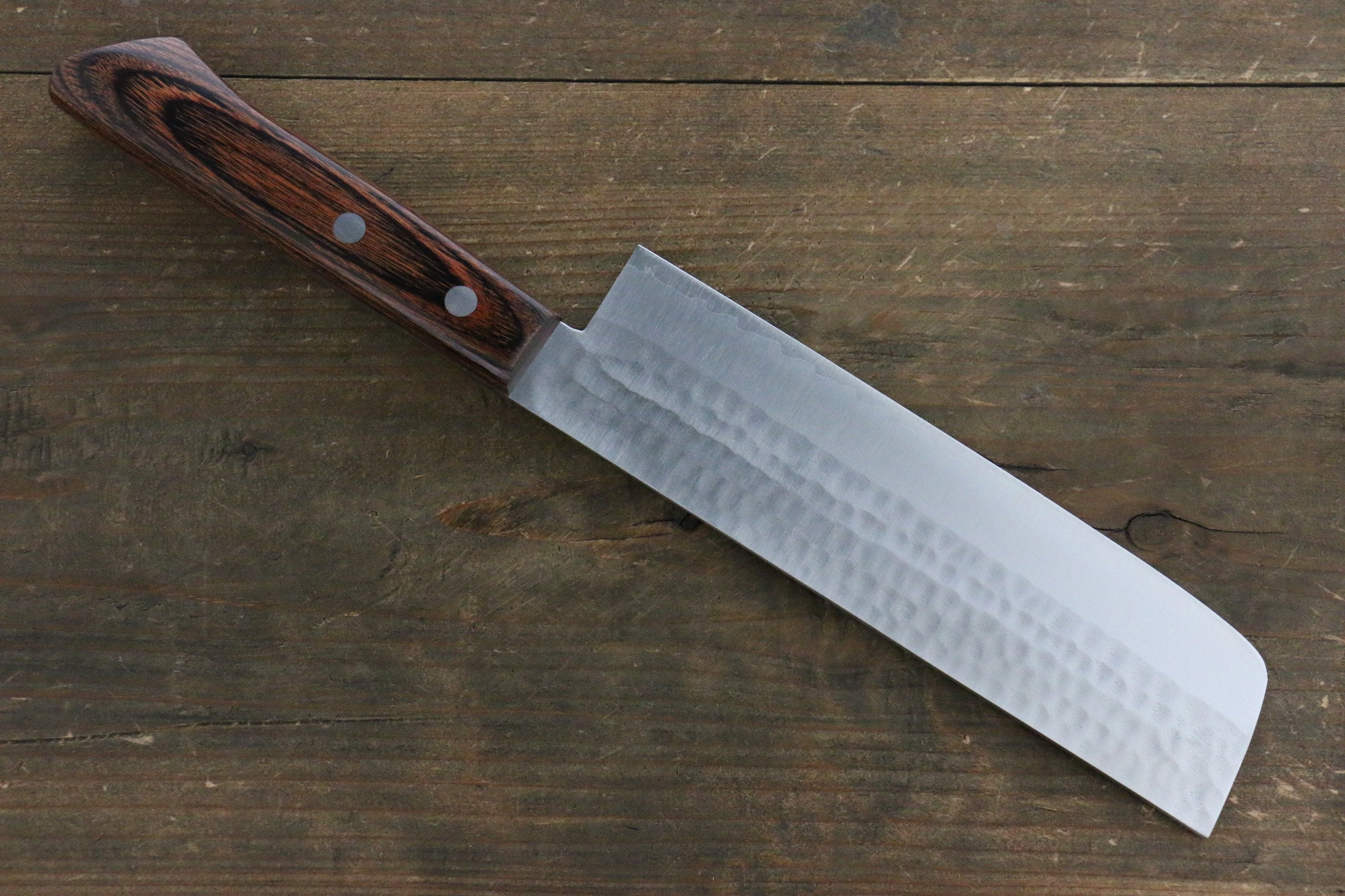 Premium Kunihira VG1 Hammered Usuba Knife 165mm - Japanese Chef Knife with Mahogany Handle - High Carbon Stainless Steel Blade for Slicing, Chopping & Precision Cutting - Perfect for Sushi, Vegetables & Professional Kitchens