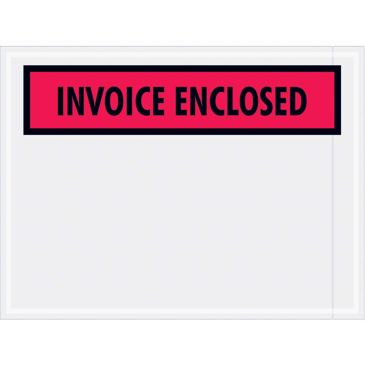 100 Pack Red Panel Packing List Envelopes 4x5 Inches - Clear Plastic Adhesive Pouches with 2 Mil Thickness for Shipping Documents, Receipts & Invoices - Perfect for Ecommerce, Retail Packaging & Office Organization