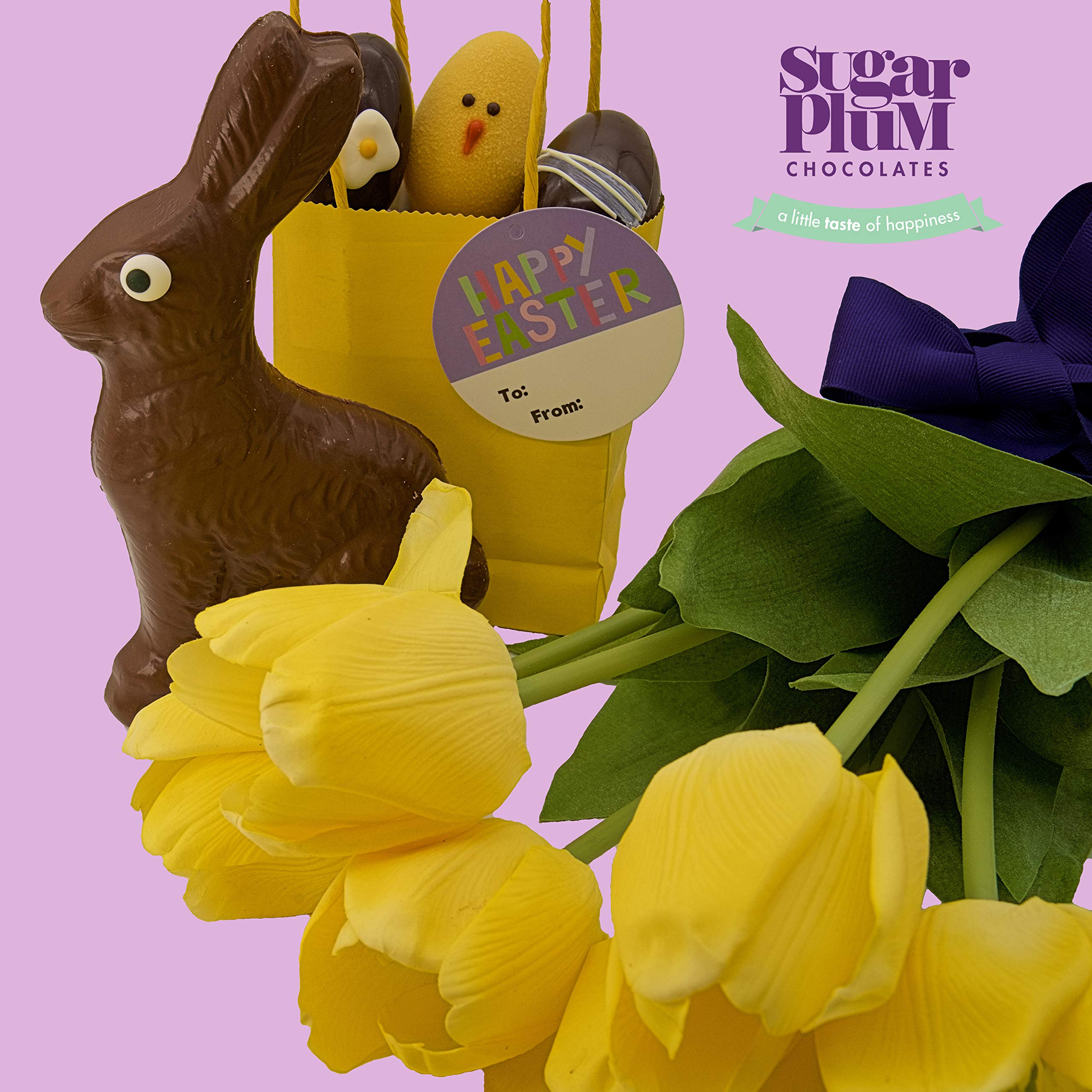 **Handmade Large Solid Milk Chocolate Easter Bunny - 1/2 lb (8 oz) Easter Candy for Kids & Adults, Gift-Wrapped with Bow - Perfect for Easter Baskets, Party Favors & Holiday Gifts**