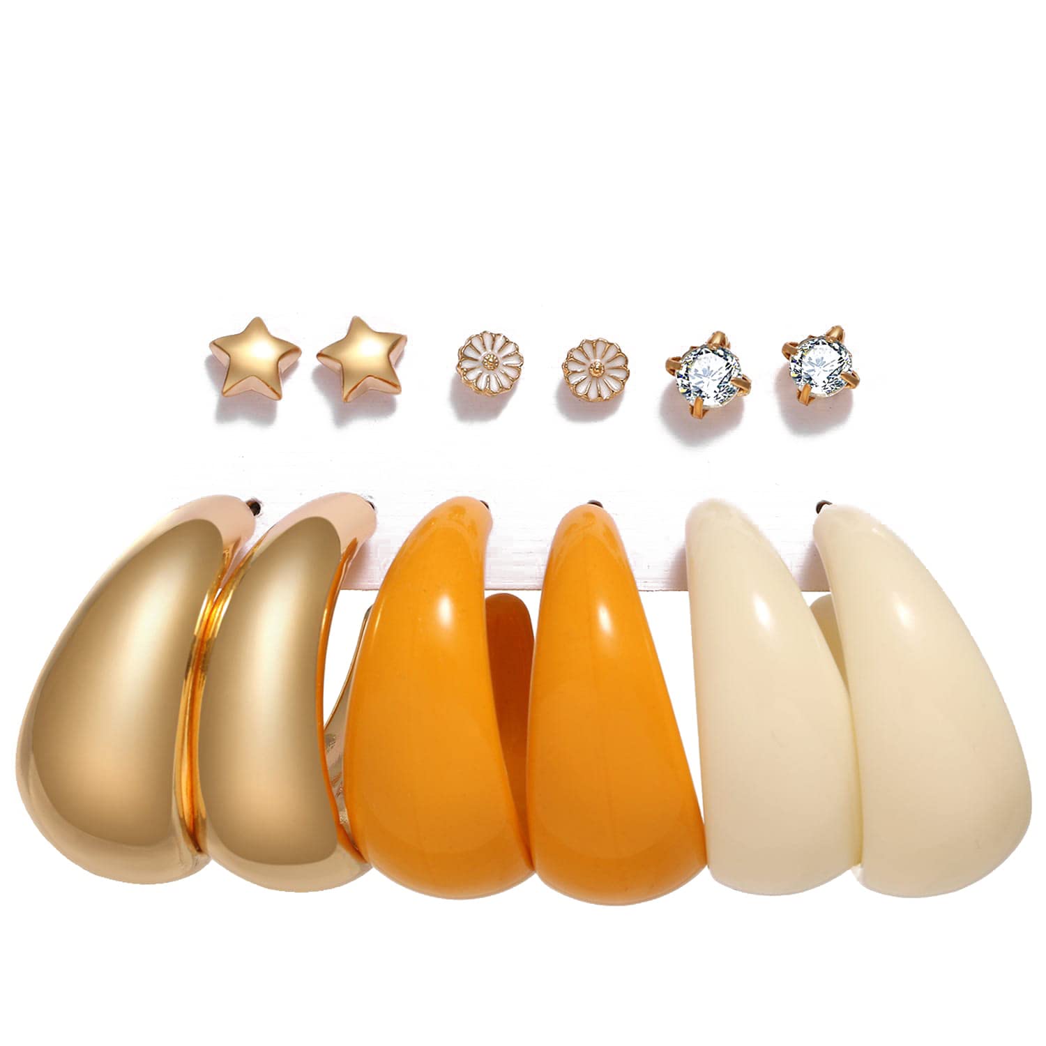 YouBella Stylish Gold Plated Stud and Hoop Earrings Set for Women & Girls - Latest Western Jewelry Gift (Multi-Color) | Perfect for Parties, Dating & Everyday Wear (YBEAR_32937)