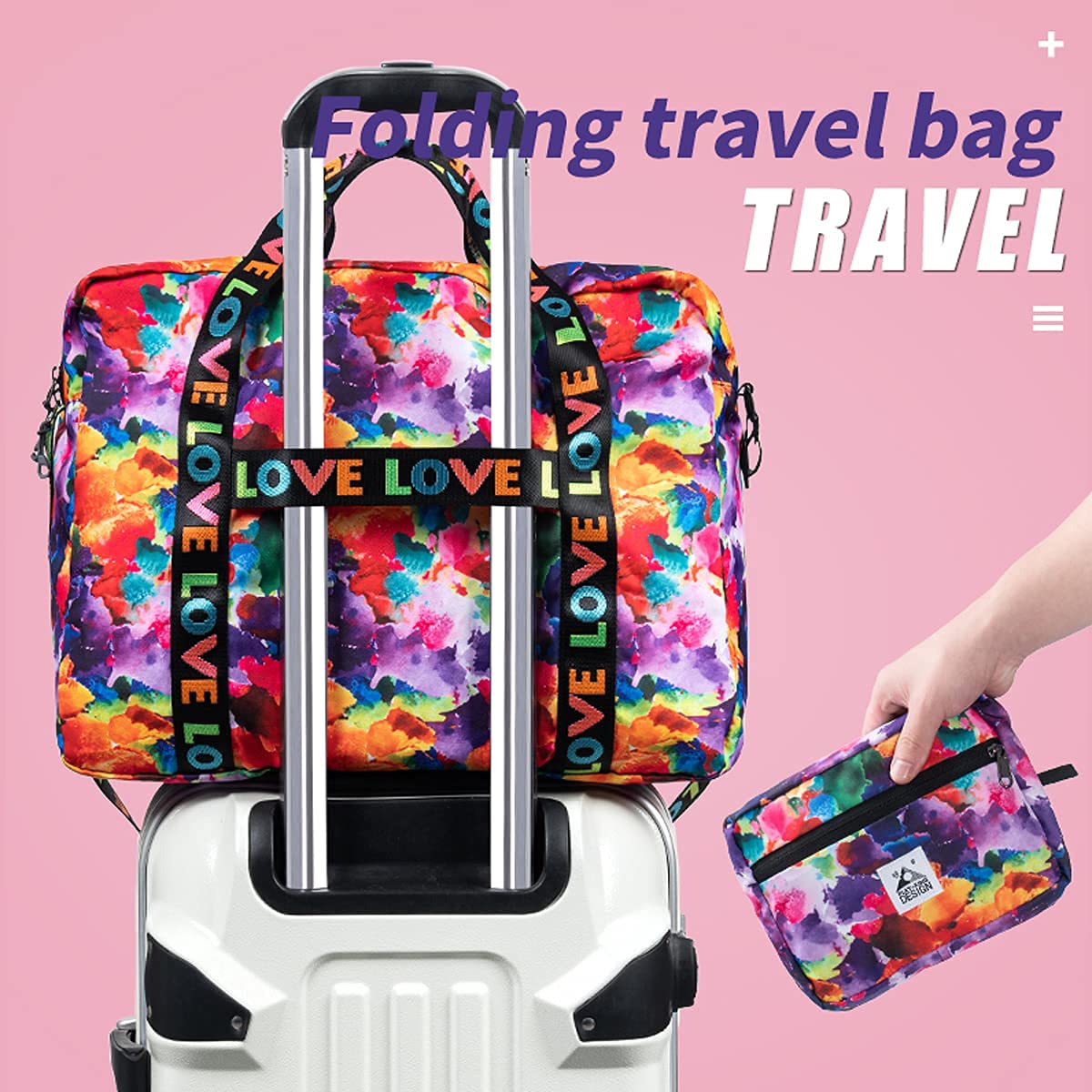 PLAY KING Foldable Travel Duffel Bag - Lightweight Carry-On Luggage for Women | Perfect for Gym, Weekend Trips & Air Travel
