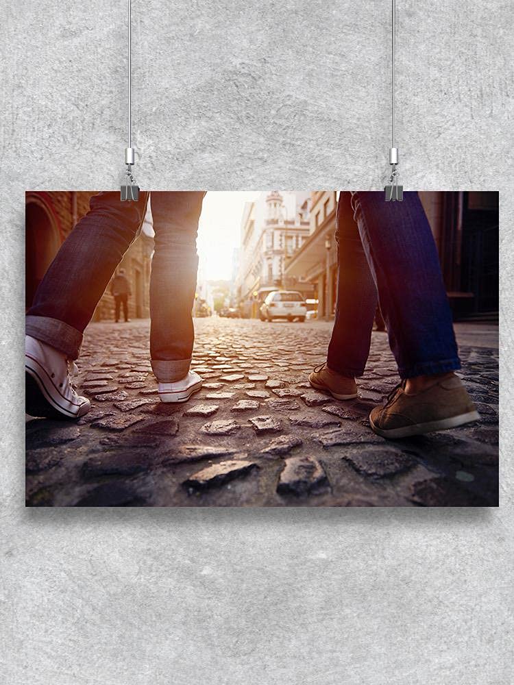 Smartprints Romantic Couple Walking in Europe Wall Art Poster - Perfect for Living Room, Bedroom & Office Decor