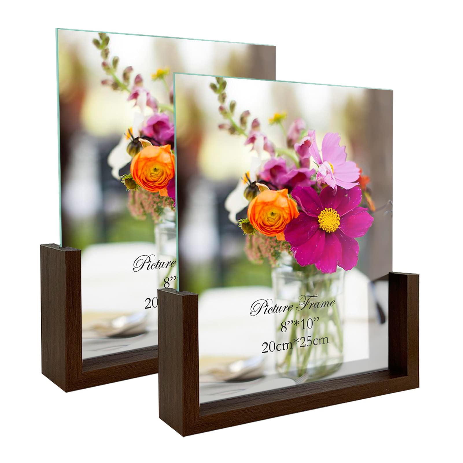 Rustic 8x10 Picture Frame Set of 2 - Glass Photo Frames with Stand for Tabletop Display - Perfect for Home Decor, Wedding Photos, and Office Desk Decorations