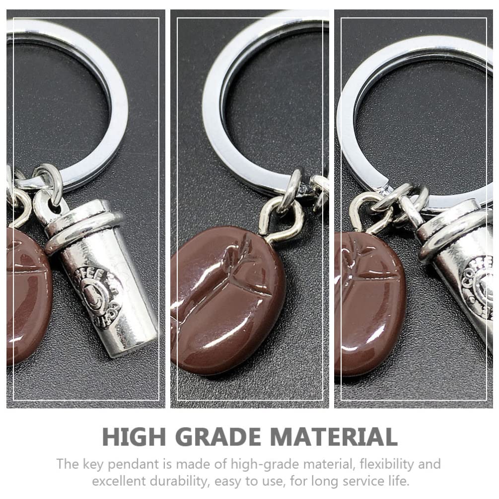 PRETYZOOM Men's Coffee-Themed Keychain - Zinc Alloy Coffee Cup & Bean Key Ring for Wallets, Purses & Car Keys | Perfect Gift for Coffee Lovers & Unique Bag Decor Accessory