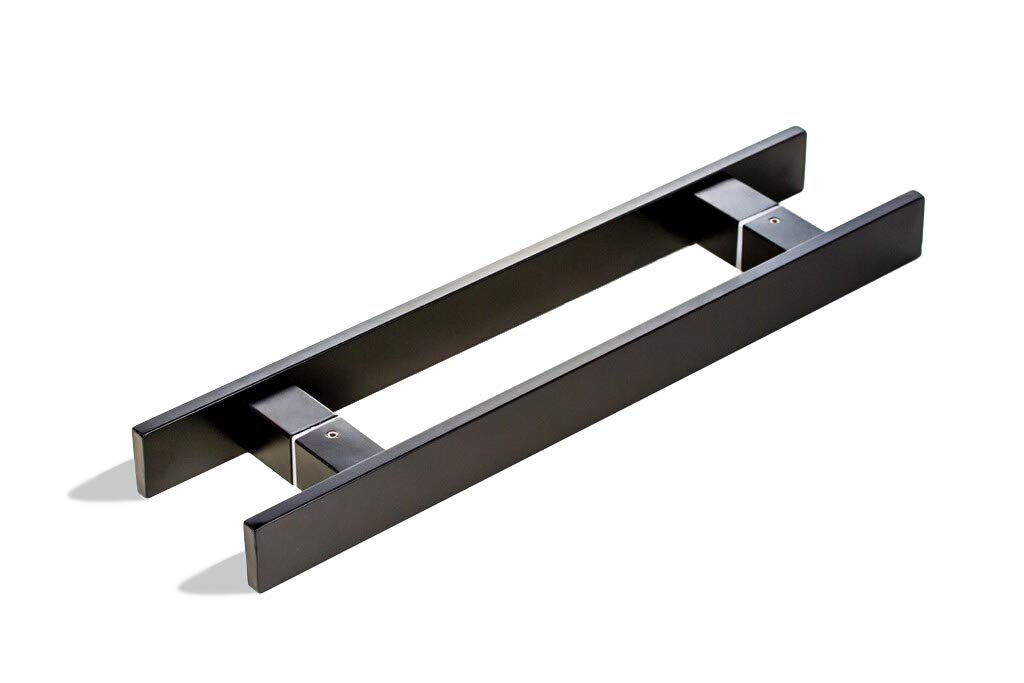 32 Inch 2-Sided Stainless Steel Modern Entry Door Handles - Matte Black Finish Sliding Barn Door Handle Set for Single/Double Doors - Rectangle Flat Bar Design for Interior & Exterior Use - Perfect for Homes, Offices, and Commercial Spaces