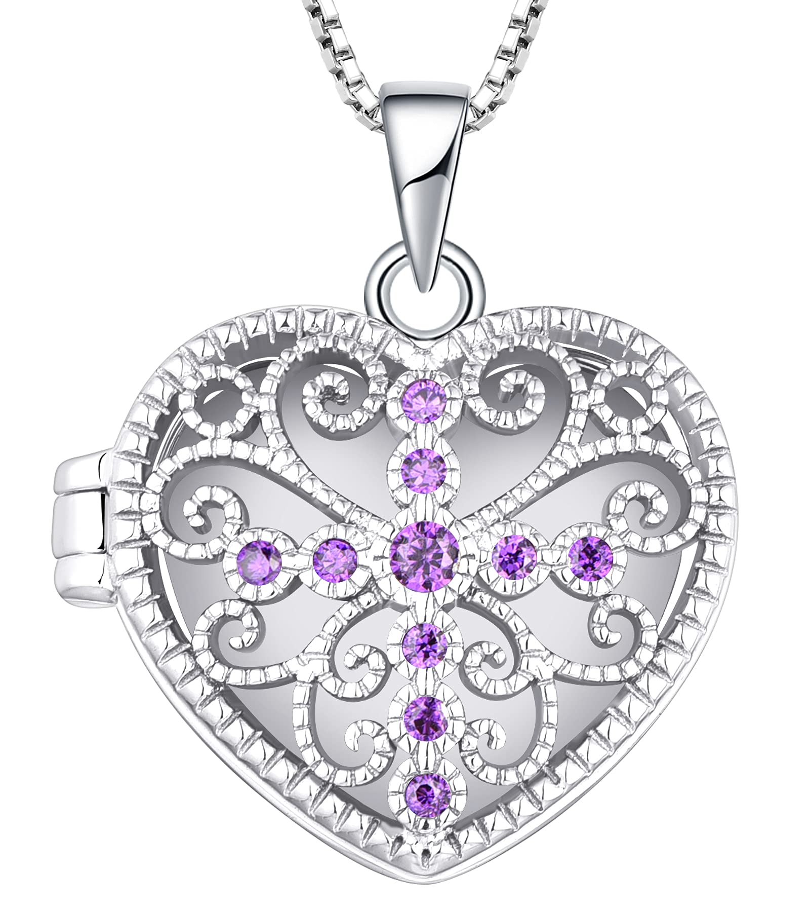 YL Sterling Silver Cross Locket Necklace with Heart Pendant & Birthstone - Elegant Filigree Jewelry for Women, Perfect for Gifts, Anniversaries, and Everyday Wear