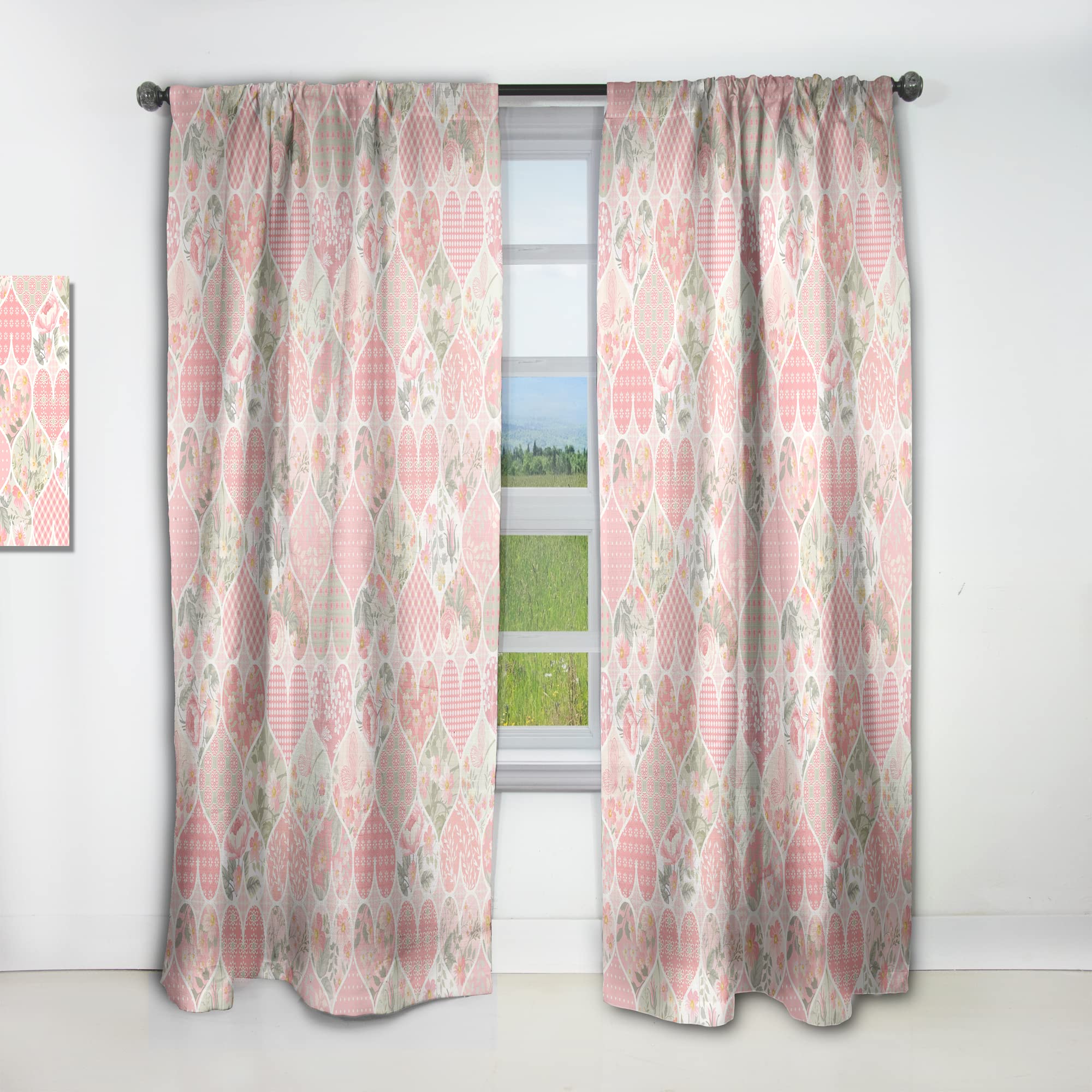 DesignQ Patchwork Pattern Thermal Insulated Curtains - 52x108 Single Panel for Bedroom & Living Room - Blackout Drapes for Home Decor, Noise Reduction & Energy Efficiency