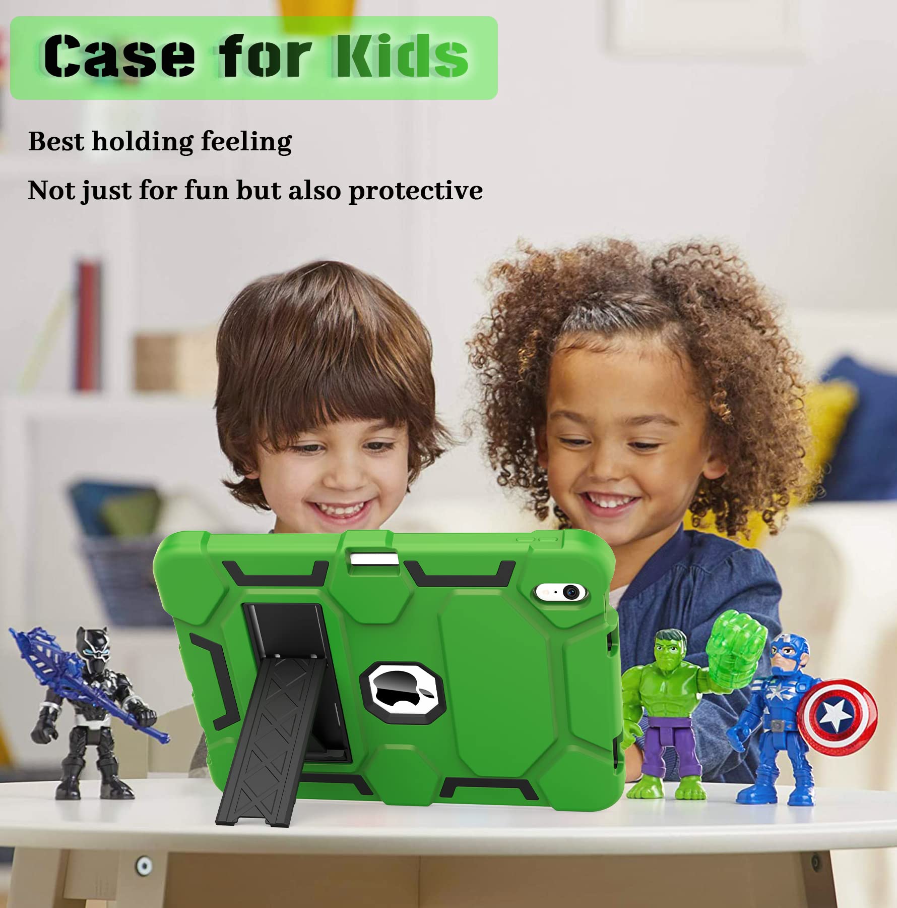CCMAO Heavy Duty Shockproof Hybrid 3-Layer Protective Case for iPad 11th/10th Gen (2025/2022 Model A16) - Kickstand & Pencil Holder Included - Durable Green & Black Cover for Women & Girls - Perfect for Work, School & Travel