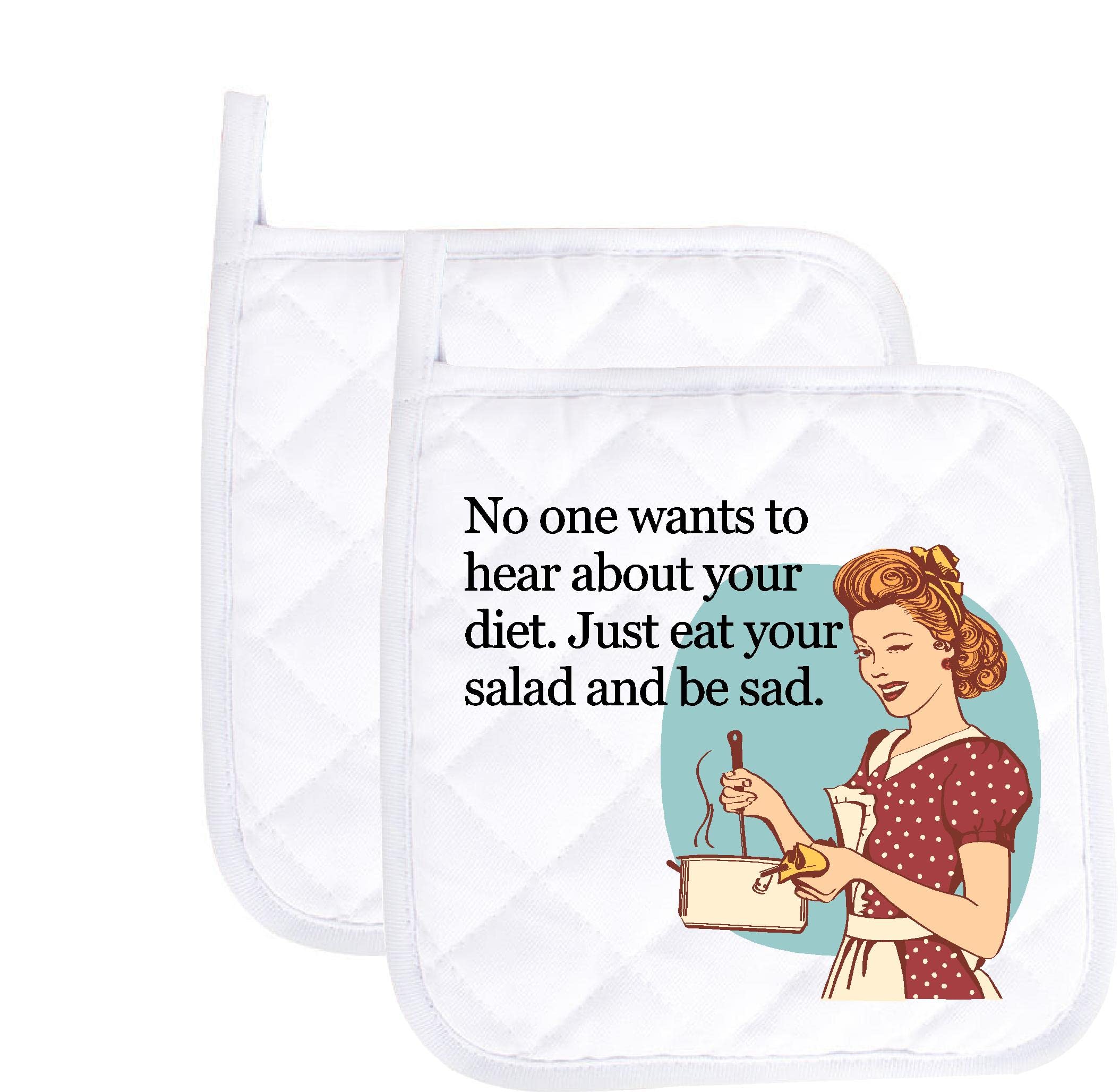 Funny Baking Pot Holder Set of 2 - Heat Resistant Oven Mitts with Motivational Sayings - Kitchen Hot Pads for Cooking, Baking & Grilling - Perfect Housewarming Gift for Baking Lovers (Ideal for Holiday Baking, BBQ Parties & Kitchen Decor)