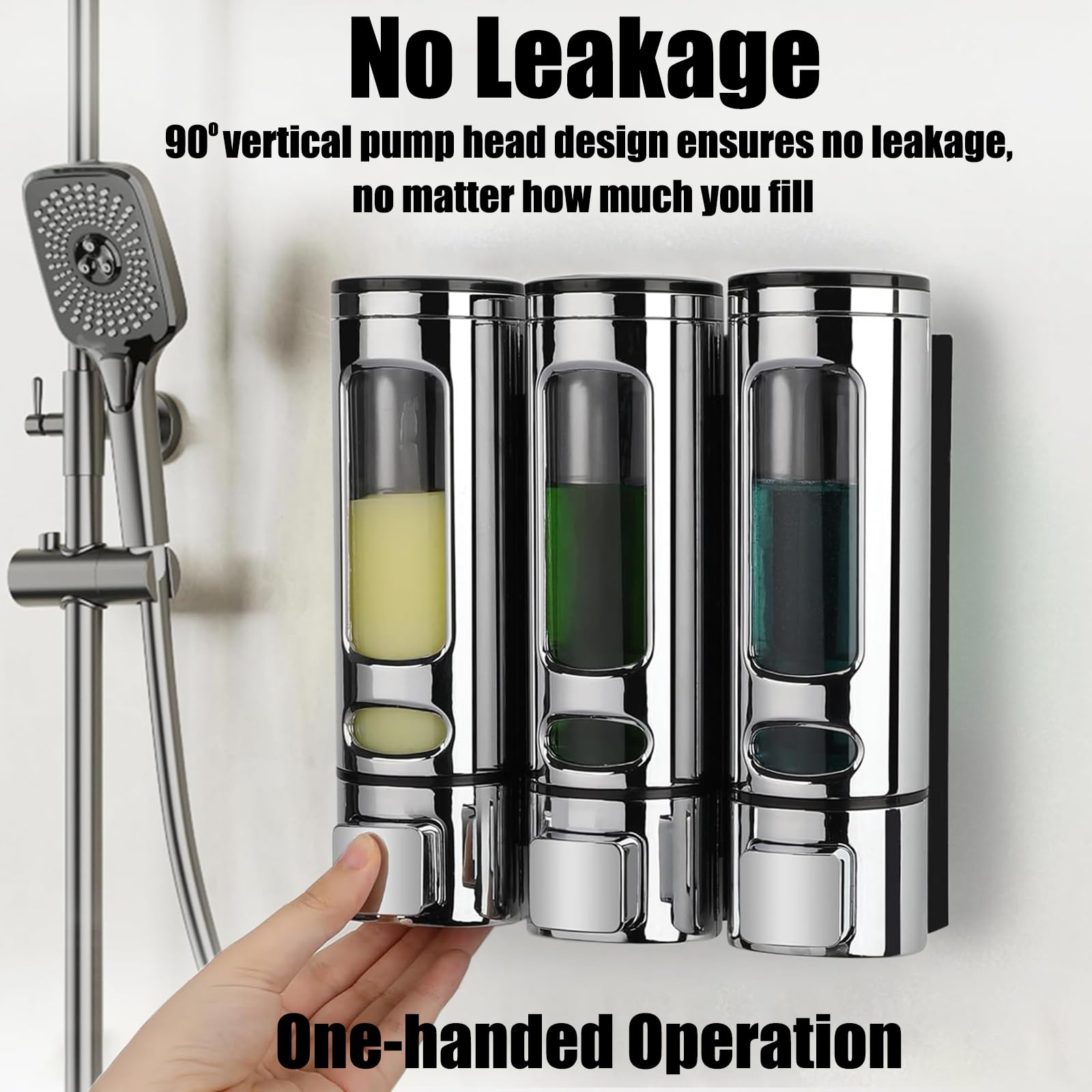 3 in 1 Bathroom Shampoo and Conditioner Dispenser with Waterproof Labels | No-Drill Shower Pump Dispenser Organizer - Holds Shampoo, Soap & Body Wash for Home, Hotel, RV | Perfect for Small Bathrooms, Travel & Space Saving Storage