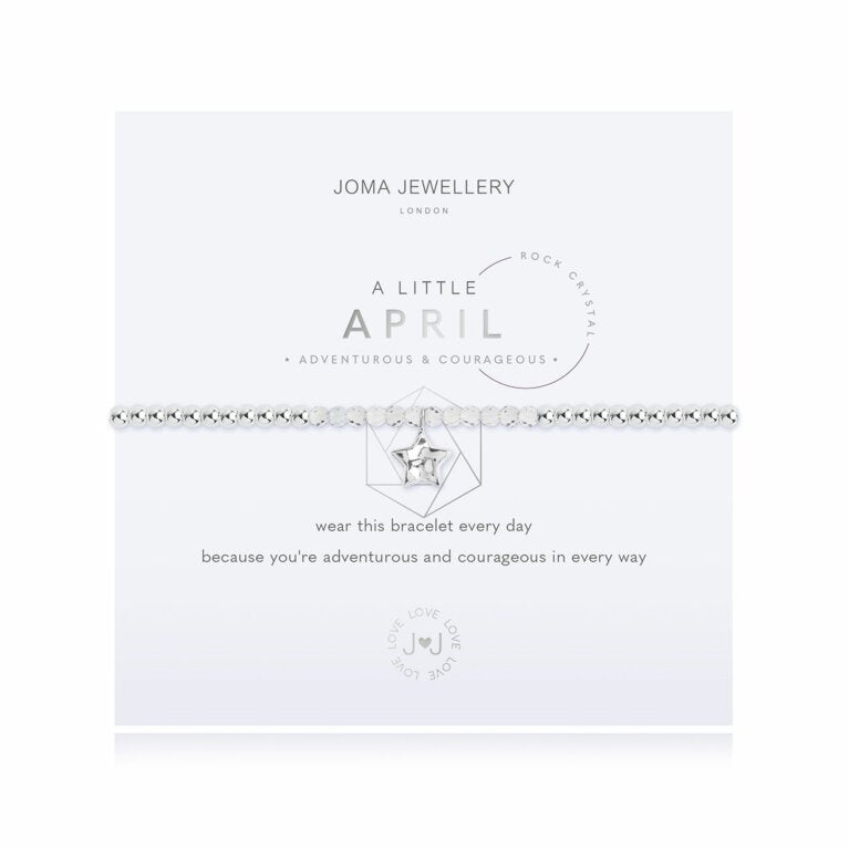 Joma Jewellery April Birthstone Bracelet - Rock Crystal Charm Bracelet for Women | Perfect Gift for April Birthdays, Anniversaries & Special Occasions