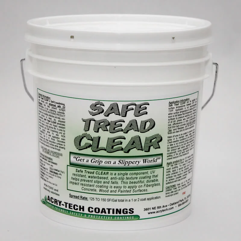 Acry Tech Safe Tread 1 Gallon Non-Slip Coating - Clear Fine Texture for Floors, Stairs & Decks - Ideal for Home, Garage & Commercial Use