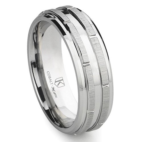 Cobalt XF Chrome 8MM Wedding Band Ring for Men - Durable & Hypoallergenic Tungsten Carbide Wedding Ring - Perfect for Engagement, Anniversary & Everyday Wear