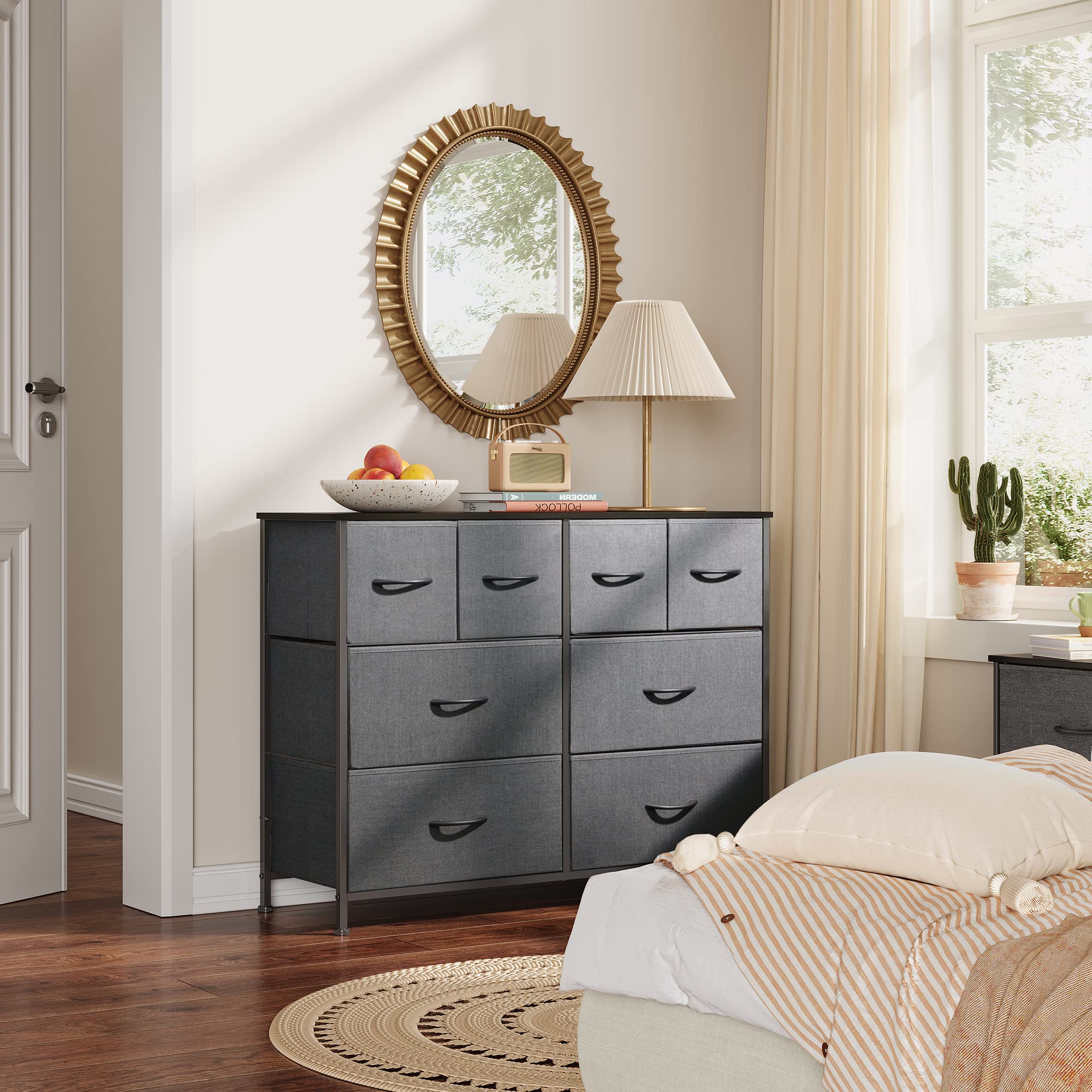 8-Drawer Fabric Dresser for Bedroom Storage - Dark Grey Chest of Drawers for Living Room, Closet & Hallway Organization | Perfect for Small Spaces & Home Décor