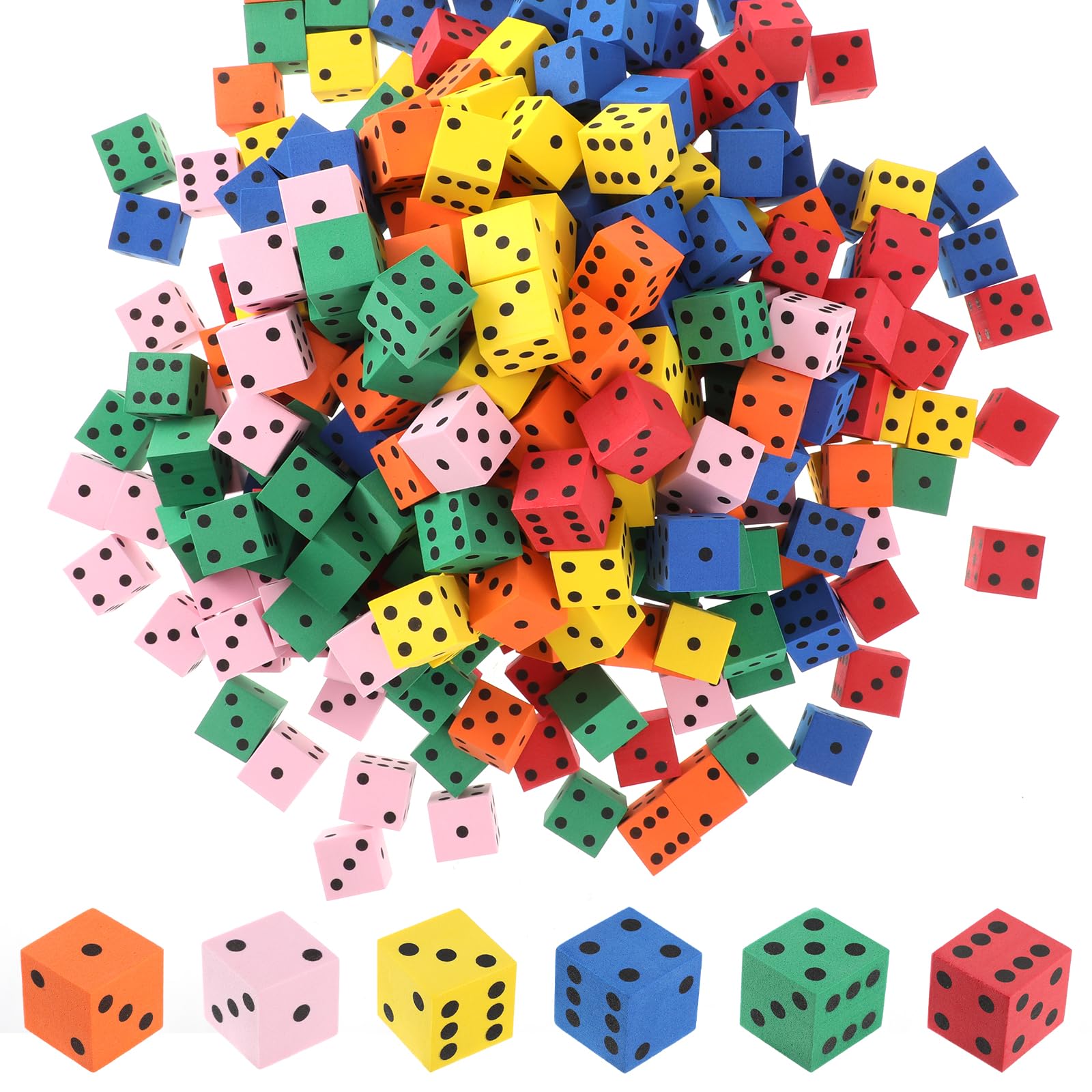 300-Piece Colorful Foam Dice Set - 0.78 Inch Small Foam Cubes with Number Dots for Math Games, Classroom Activities, Educational Toys & Party Supplies | Perfect for Counting Practice, DIY Crafts, Kids Learning & Board Game Accessories