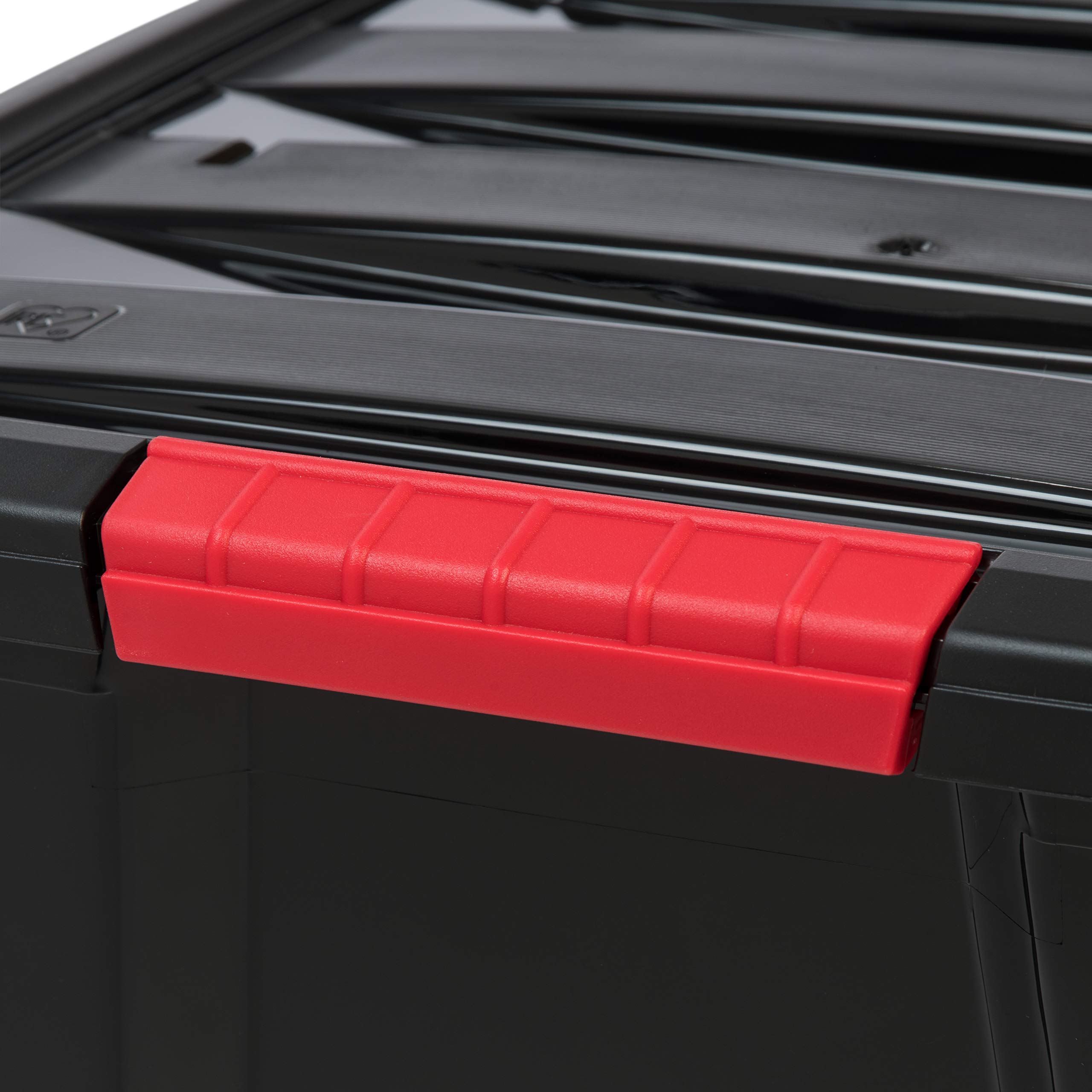 54 Qt Stackable Plastic Storage Bins with Lids, 6 Pack - BPA-Free, Made in USA - Heavy Duty Garage & Home Organization Containers with Secure Latches & Pull Handles - Perfect for Storage, Moving, and Closet Organization (Black)