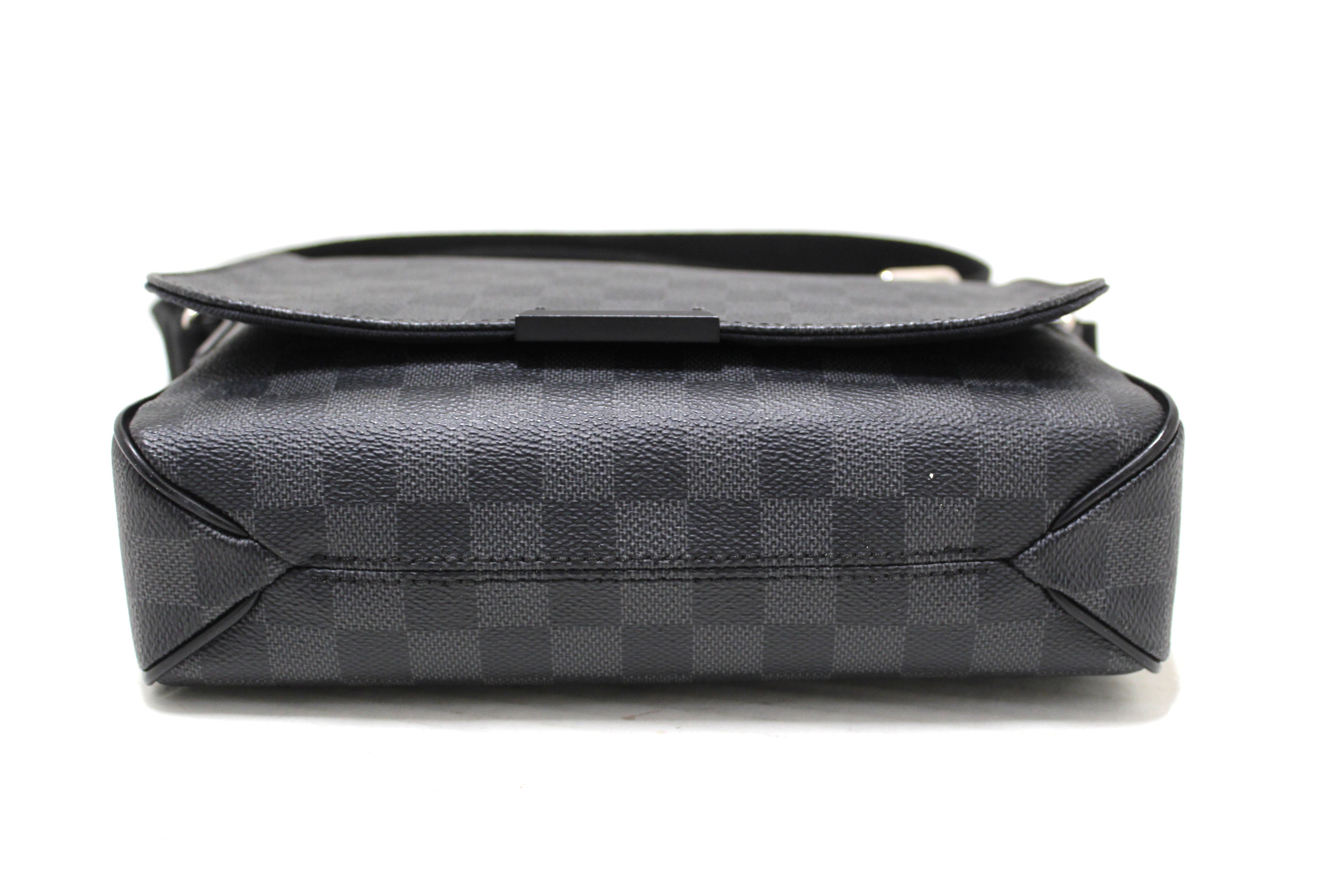 Authentic Louis Vuitton Damier Graphite District PM Messenger Bag for Men - Luxury Crossbody Shoulder Bag - Business Travel & Everyday Use