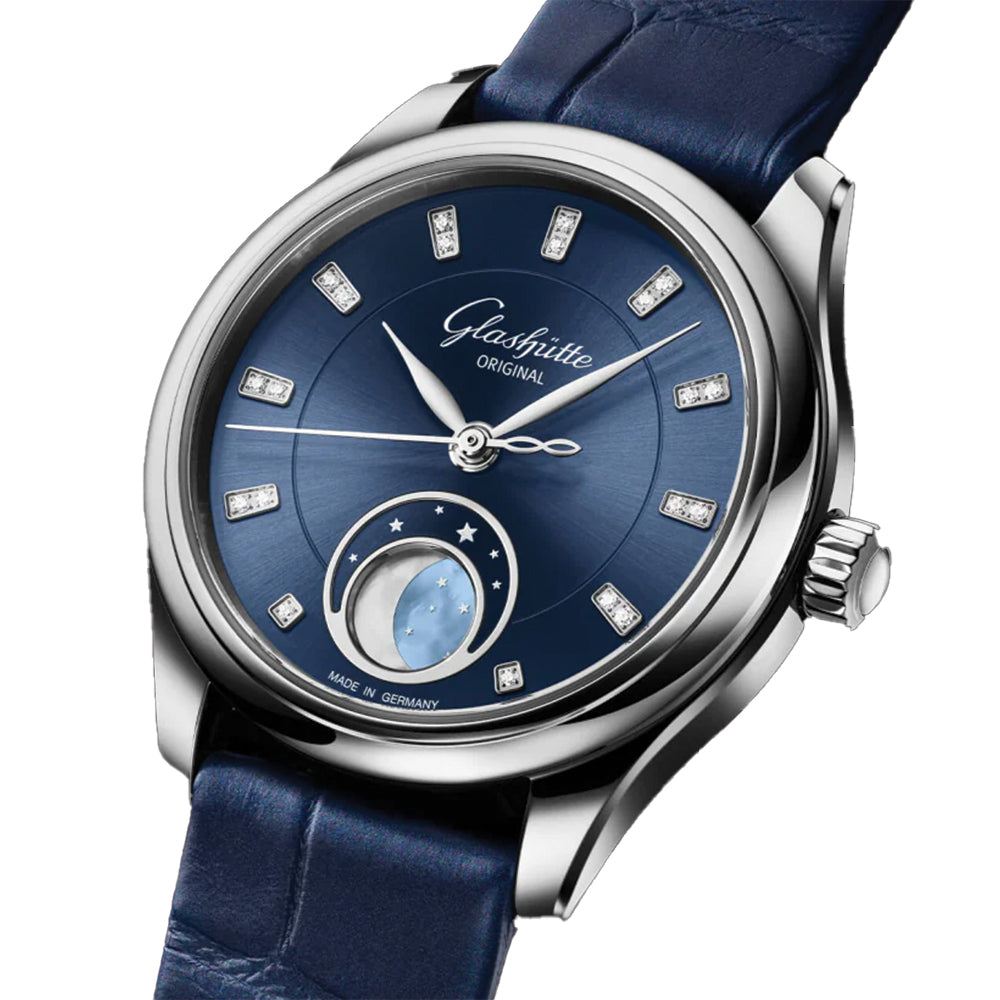 Serenade Luna Automatic 32.5mm Blue Dial Men's Watch with Stainless Steel Bracelet - Perfect for Business, Formal Occasions & Everyday Wear