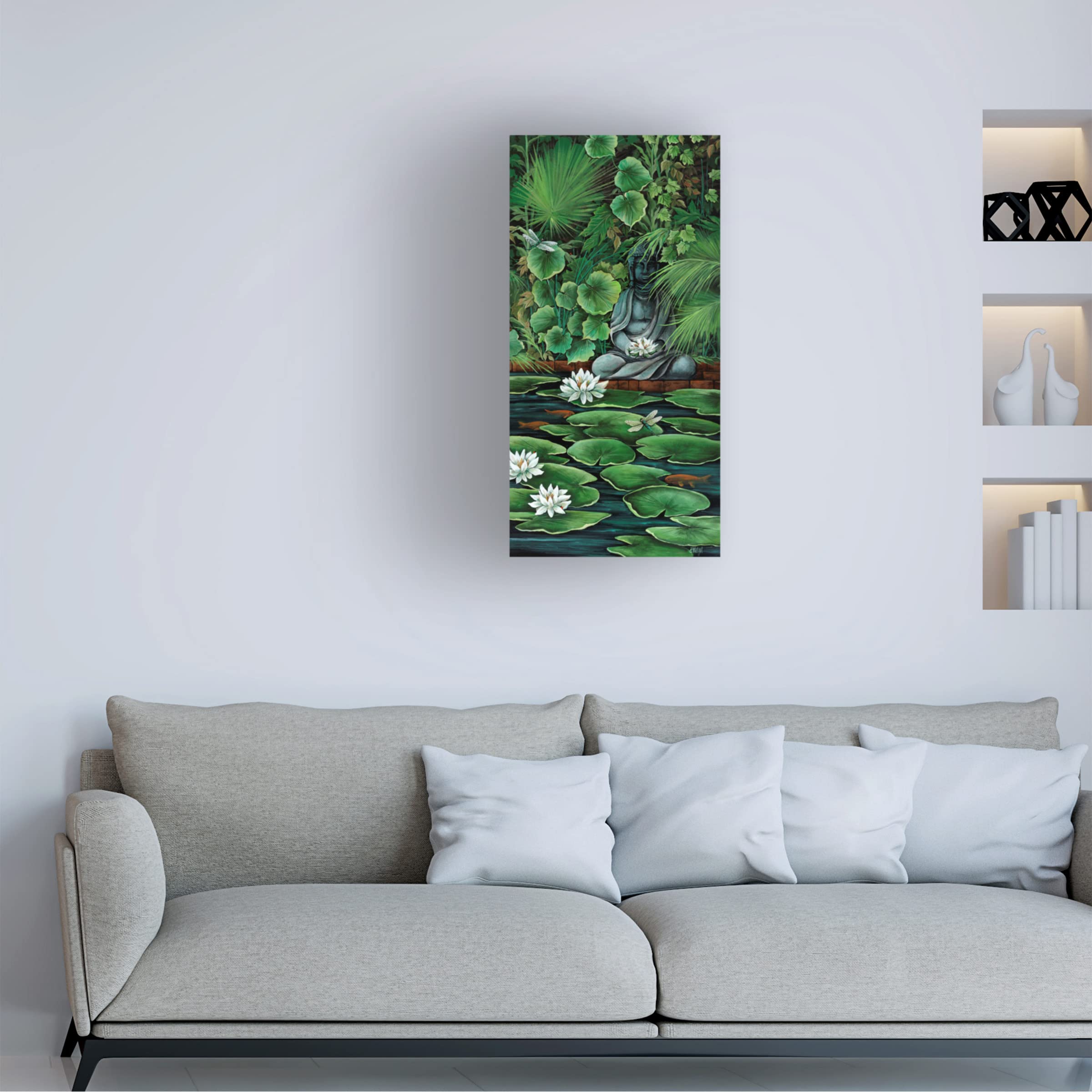 Debbi Wetzel 'Koi Pond' Canvas Wall Art Print - Japanese Water Garden Painting for Living Room, Bedroom & Office Decor
