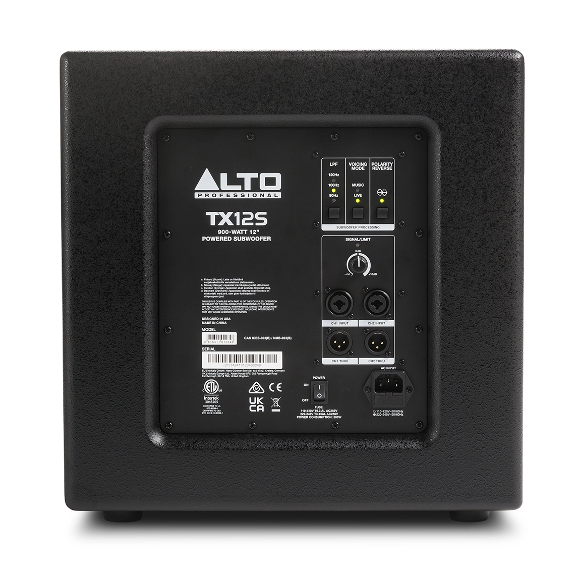 Alto Professional TX12S 900 Watt 12-Inch Powered Subwoofer - High Power Bass Speaker for DJ, Live Music & Home Theater Systems