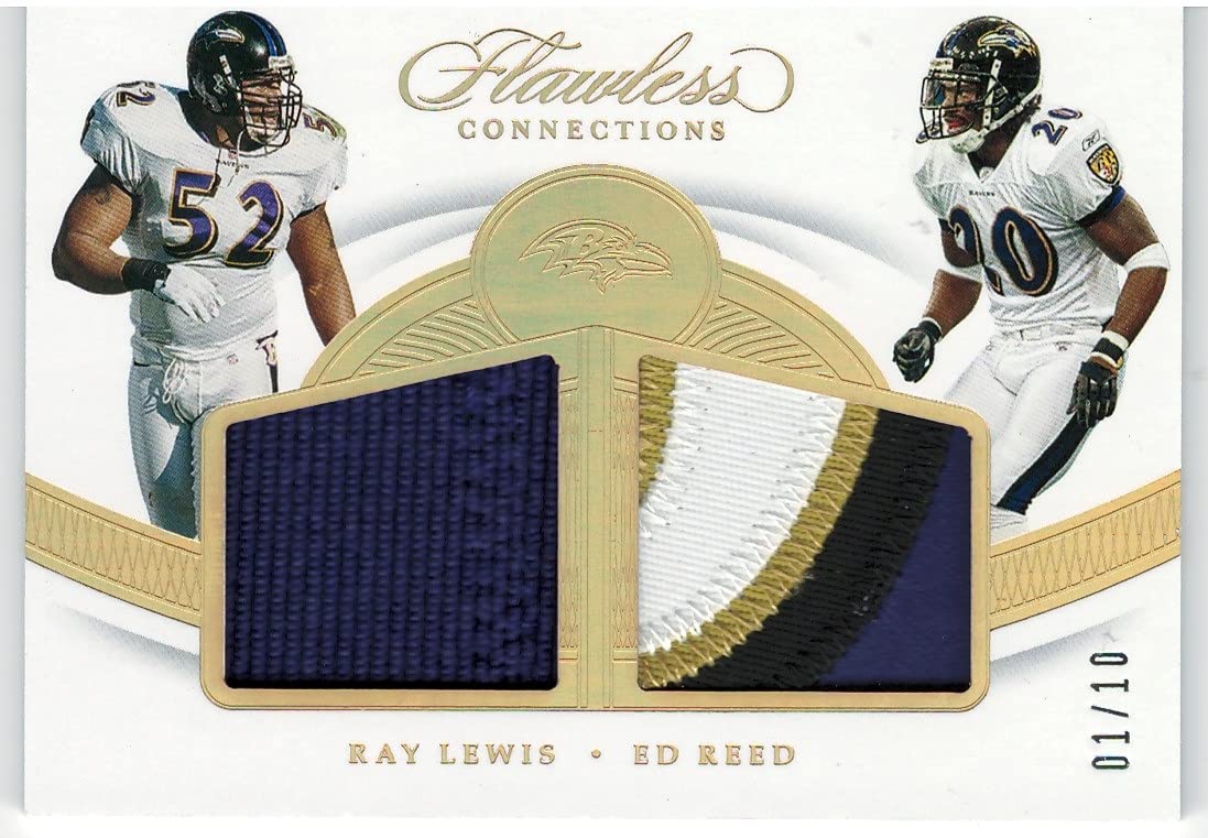 2020 Panini Flawless Ray Lewis & Ed Reed Dual 4-Color Game-Worn Jersey Patch Card #1/10 - Rare NFL Collectible for Sports Memorabilia Fans & Card Collectors - Perfect for Display, Investment or Gifting