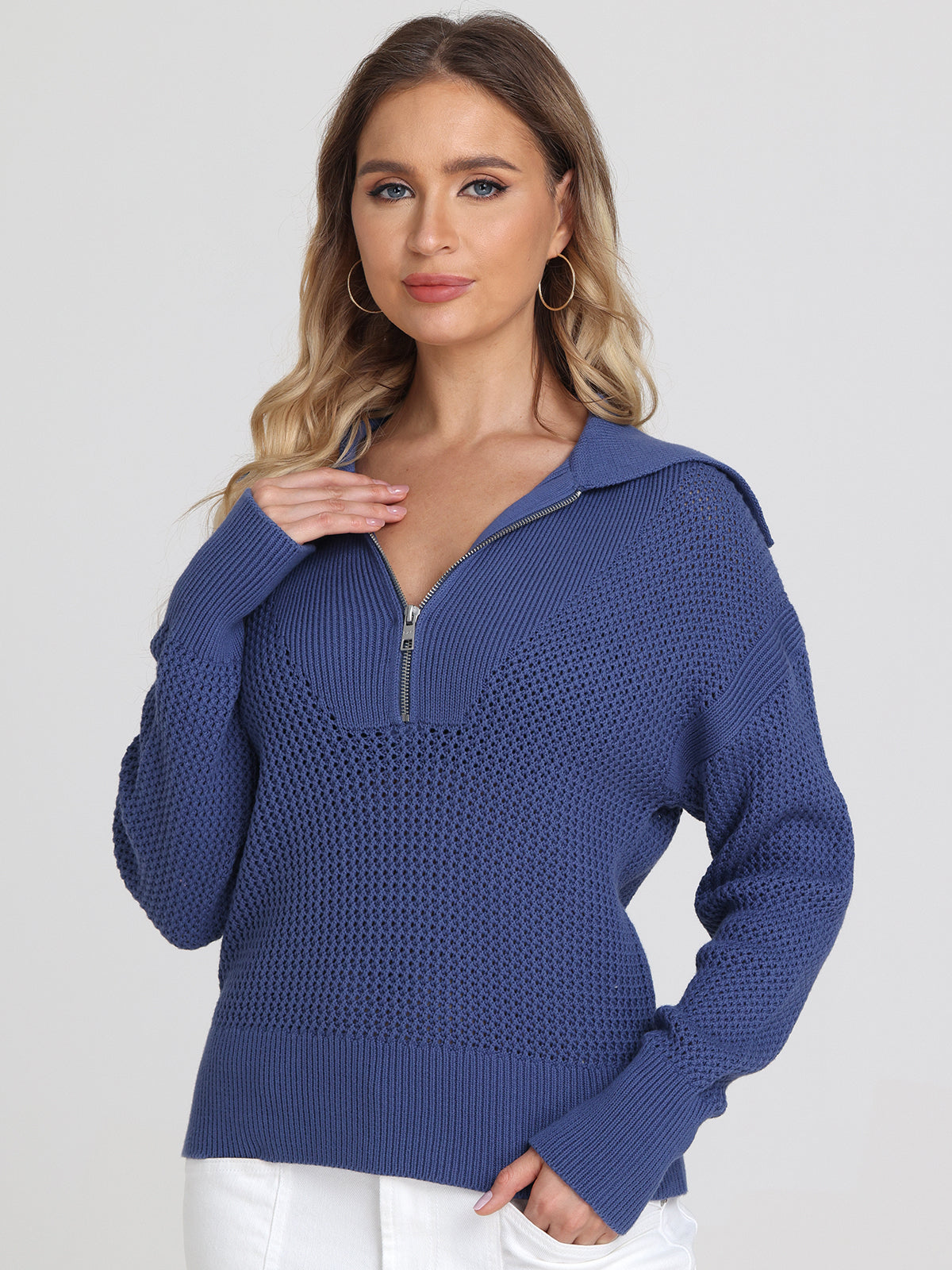 Nina Women's Cotton Half Zip Pullover Sweatshirt - Soft Casual Long Sleeve Top for Fall & Winter - Perfect for Workouts, Lounging and Outdoor Activities