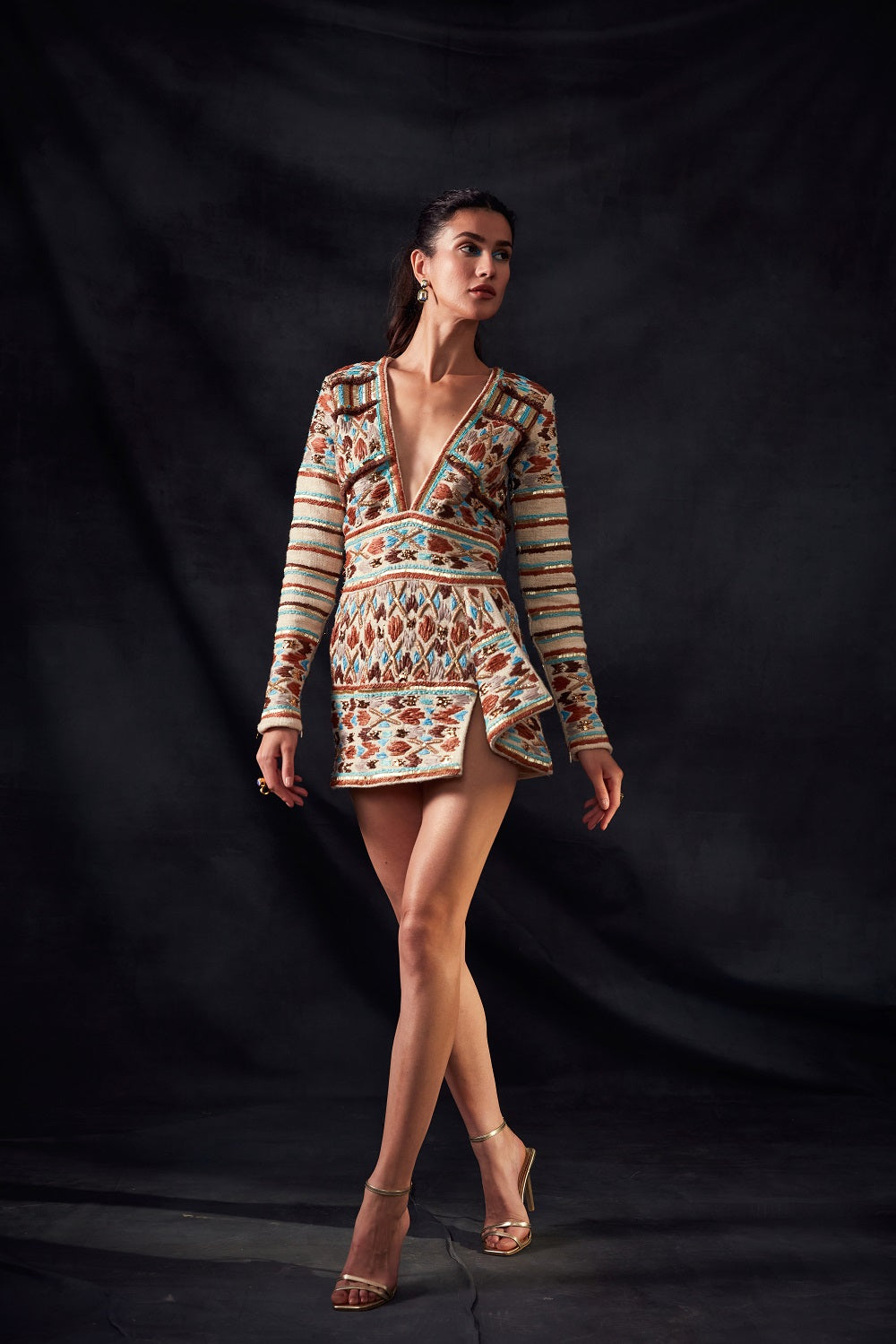 Off White Short Dress with Raffia & Metallic Wire Embroidery - Stylish Summer Party Dress for Women, Beach Wedding Guest Outfit, Boho Chic Fashion