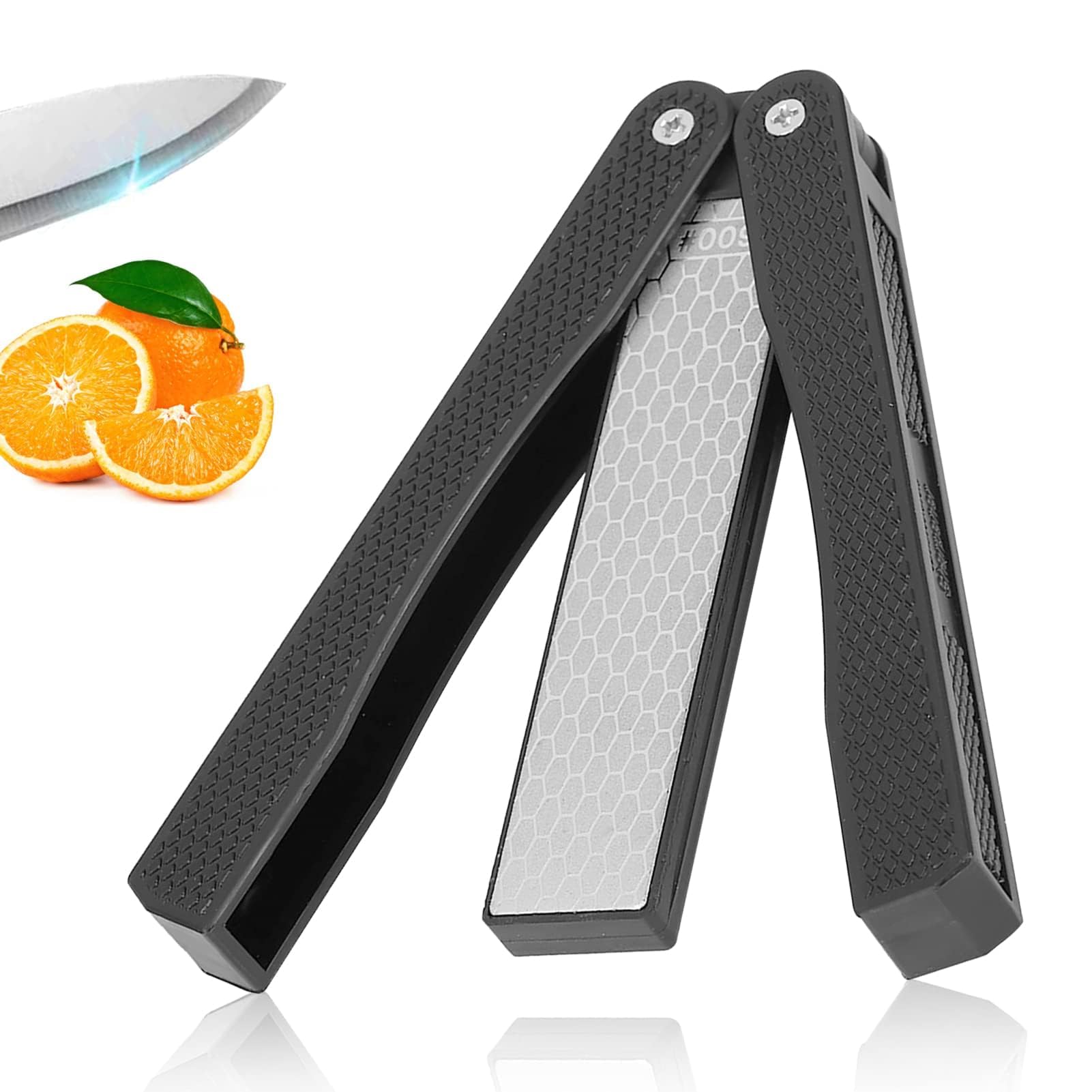400/600 Grit Folding Diamond Knife Sharpener - Portable for Camping & Kitchen