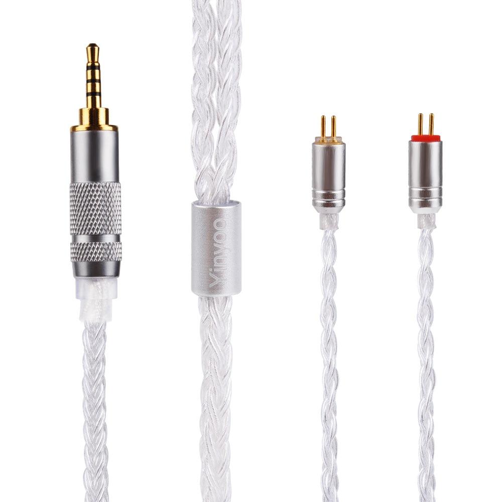 Yinyoo 16 Core Silver Plated Upgrade Cable for IEMs - 2.5mm/3.5mm/4.4mm Balanced & Unbalanced - Compatible with MMCX/2PIN/QDC Connectors - Perfect for Audiophiles, Musicians & Studio Monitoring