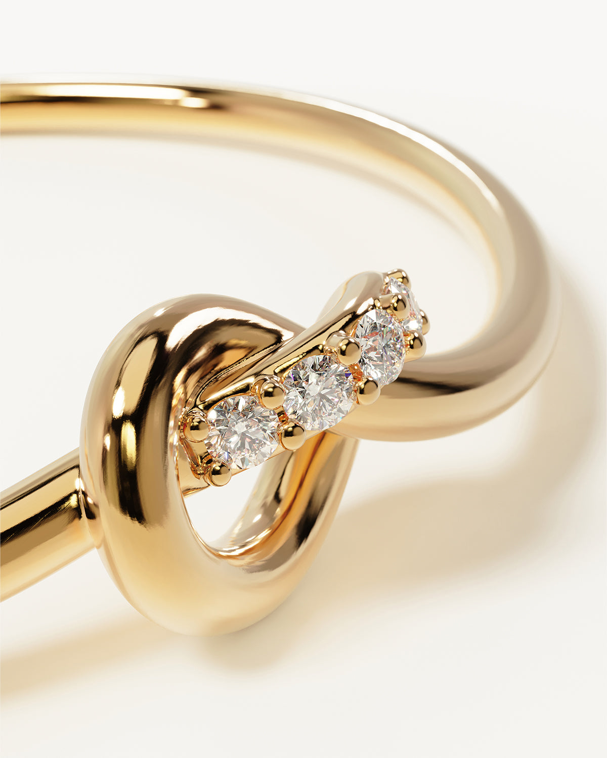 18K Gold Vermeil Love Knot Cuff Bracelet with Lab-Grown Diamonds - Elegant Gift for Anniversary, Valentine's Day & Special Occasions