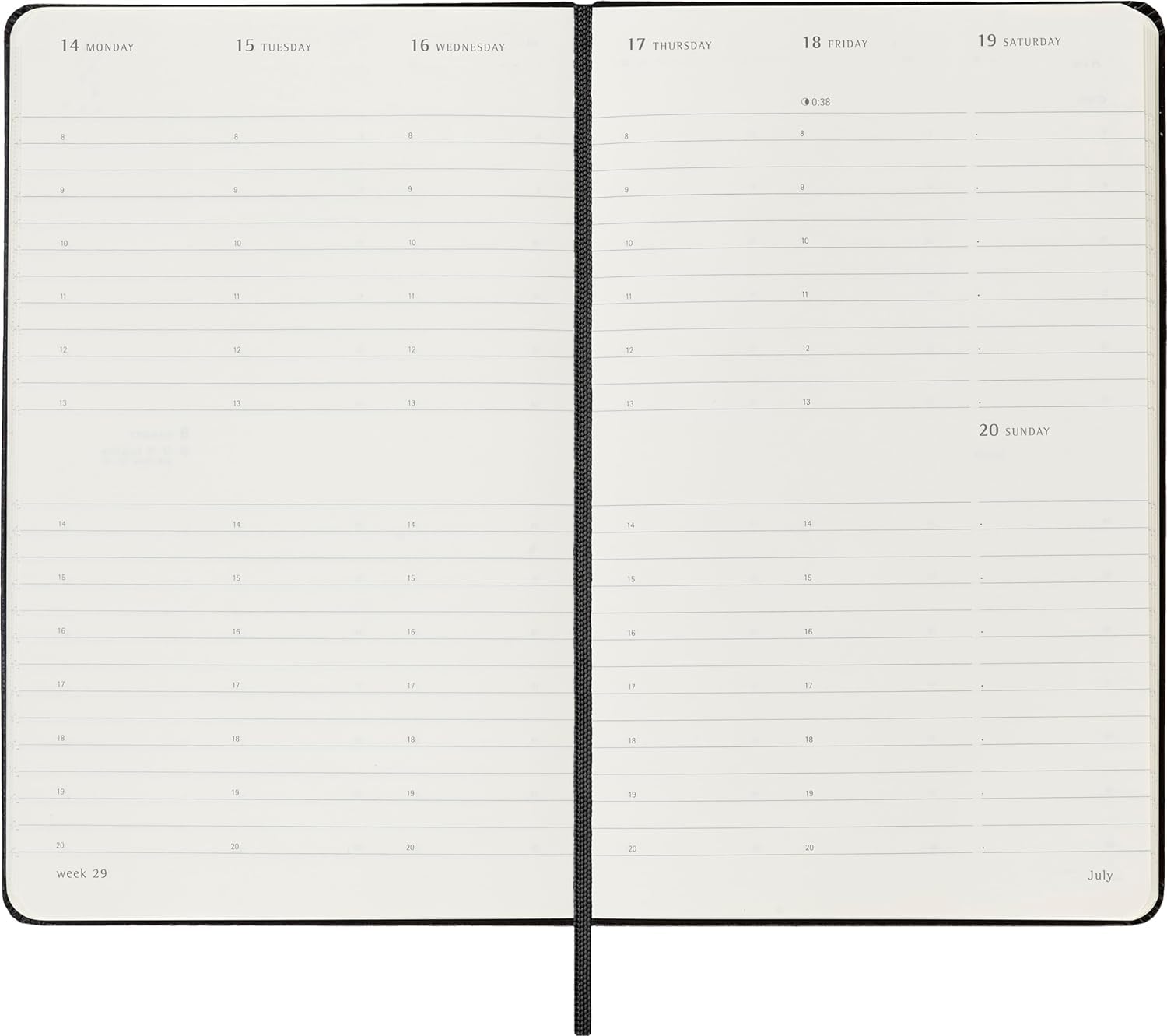 Moleskine 2025 Weekly Planner - Hard Cover, Elastic Closure, Black, Large 13x21 cm - Vertical Layout for 12 Months - Perfect for Work, School & Personal Organization