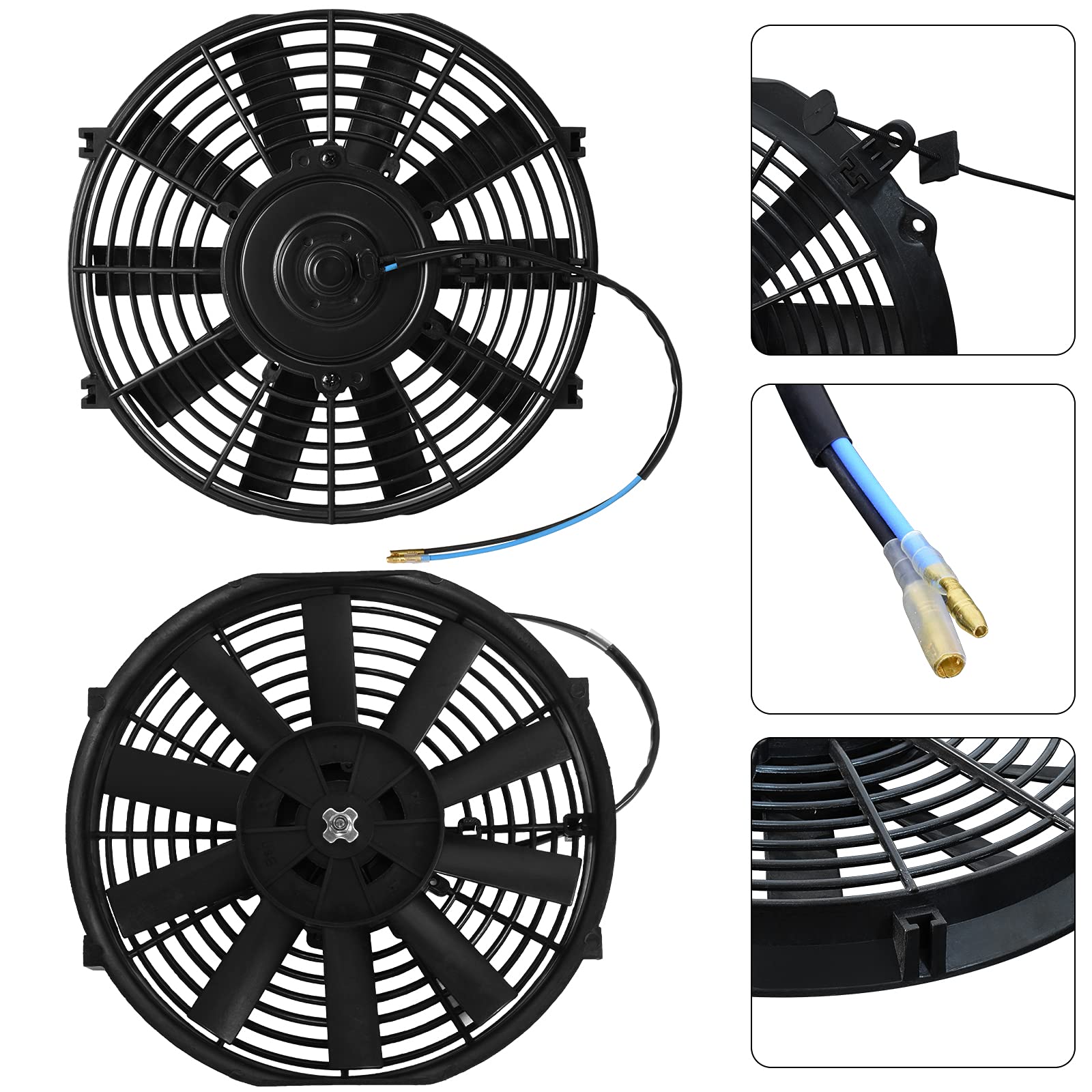 Upgrade Universal 12 Inch Electric Radiator Cooling Fan with Mount Kit - Set of 2 Puller Fans for Car, Truck & SUV Engine Cooling System - High Performance Aluminum Blade for Better Heat Dissipation