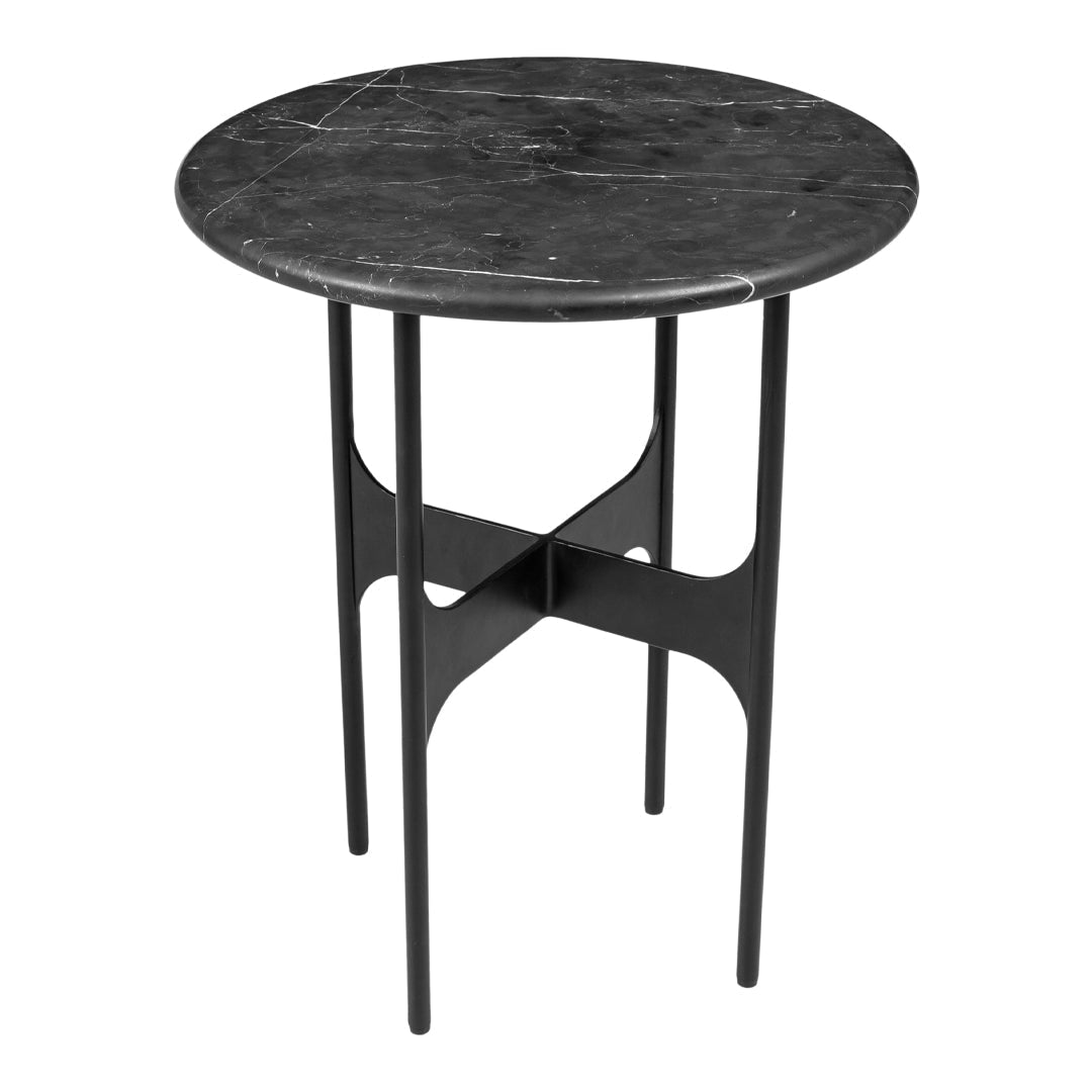 Floema Modern Side Table - Small End Table for Living Room, Bedroom, or Office - Stylish Accent Table with Sturdy Metal Frame & Wooden Top - Perfect for Holding Lamps, Books, or Decor