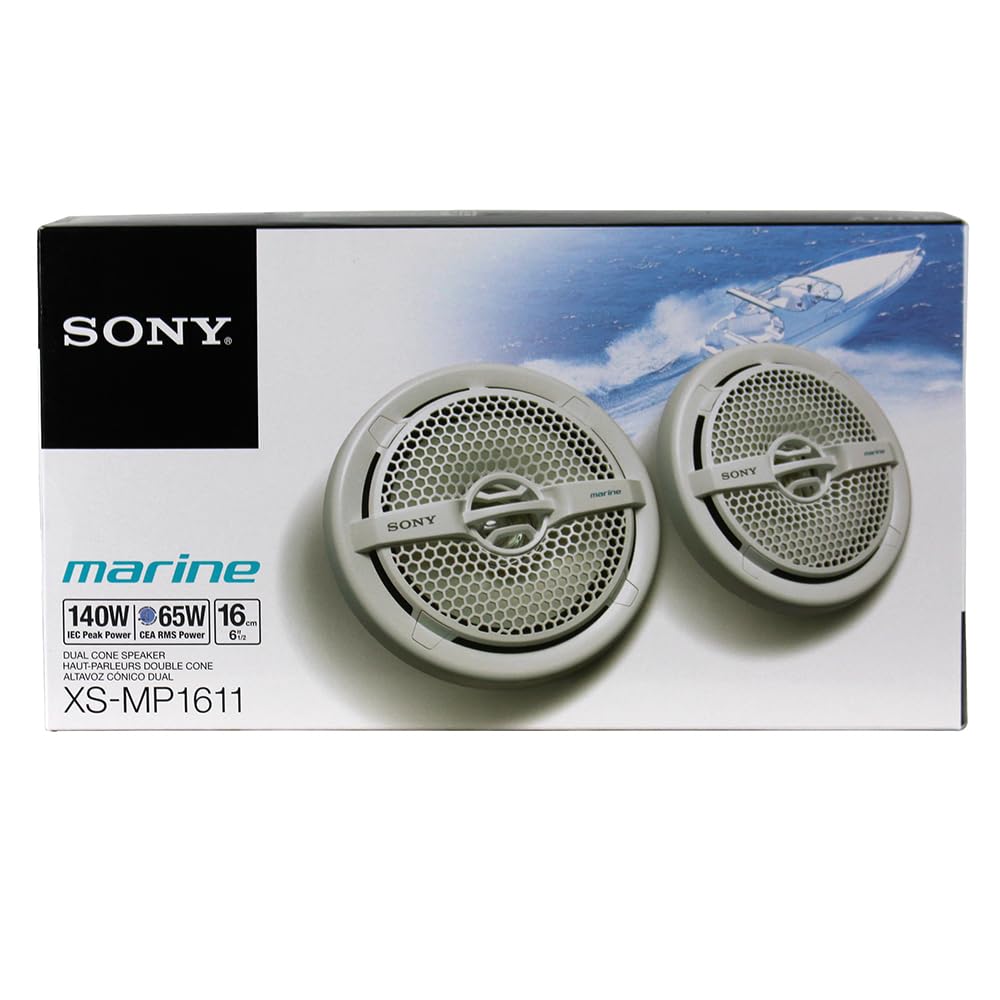 Sony Marine Audio Speakers - 6.5 Inch Waterproof Marine Stereo Speakers with Dual Cone Design for Boats, Pools, Outdoor Use - White (Perfect for Marine Audio Systems, Yacht Parties & Poolside Entertainment)
