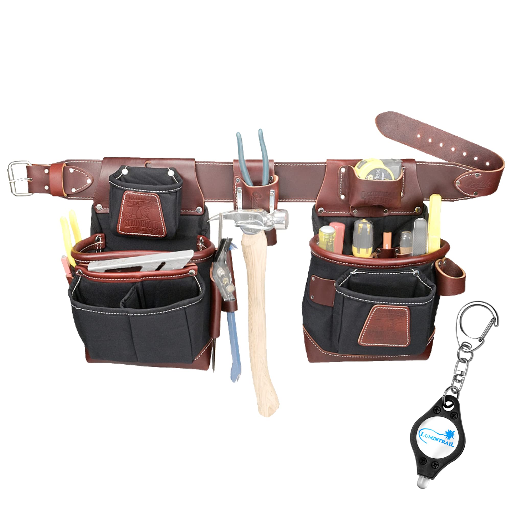 Occidental Leather 8580 Large FatLip Tool Bag Set with Keychain Light - Durable Construction Work Bag for Electricians, Carpenters & Contractors
