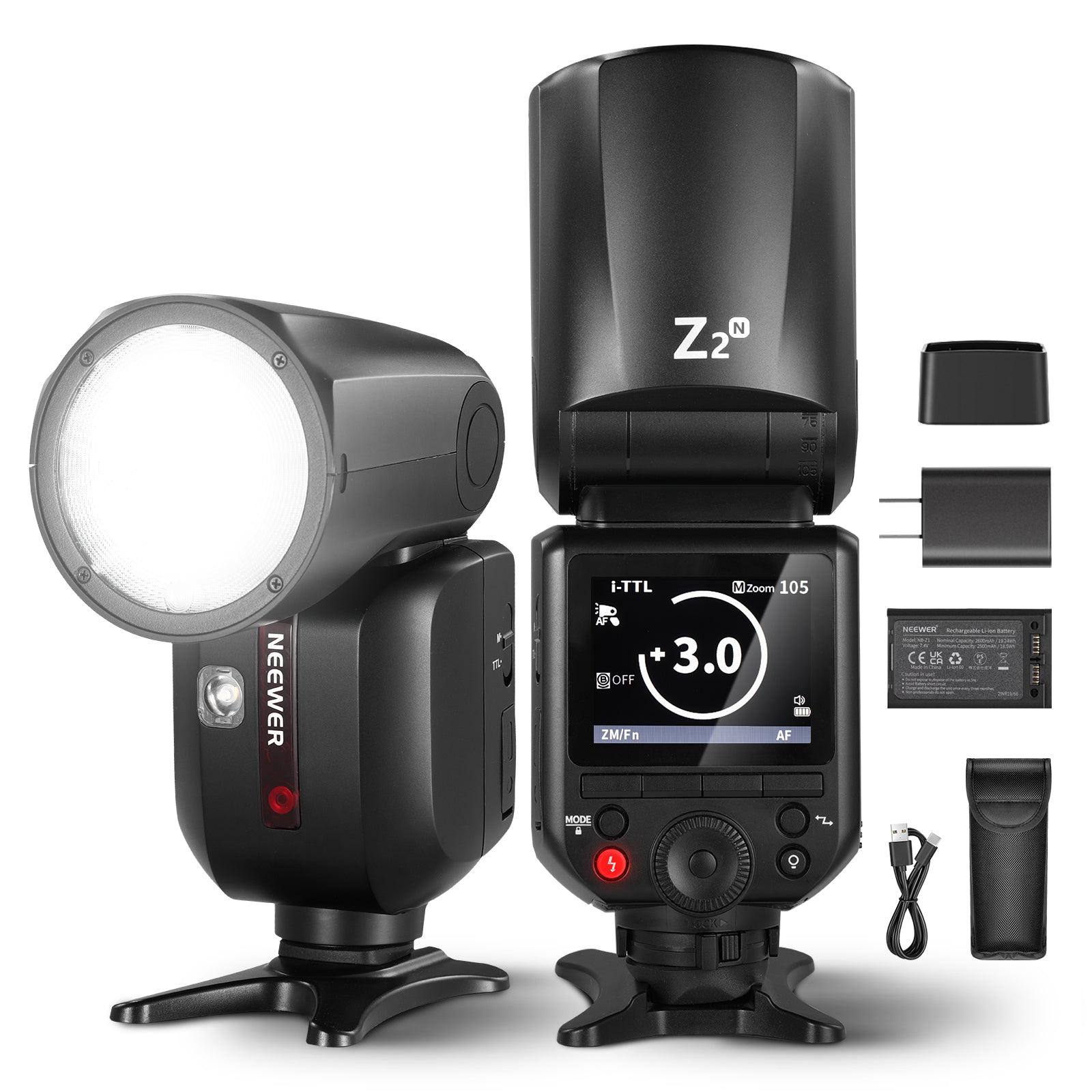 NEEWER Z2 N TTL Round Head Flash Speedlite for Nikon DSLR Cameras - Perfect for Portrait, Wedding, and Event Photography