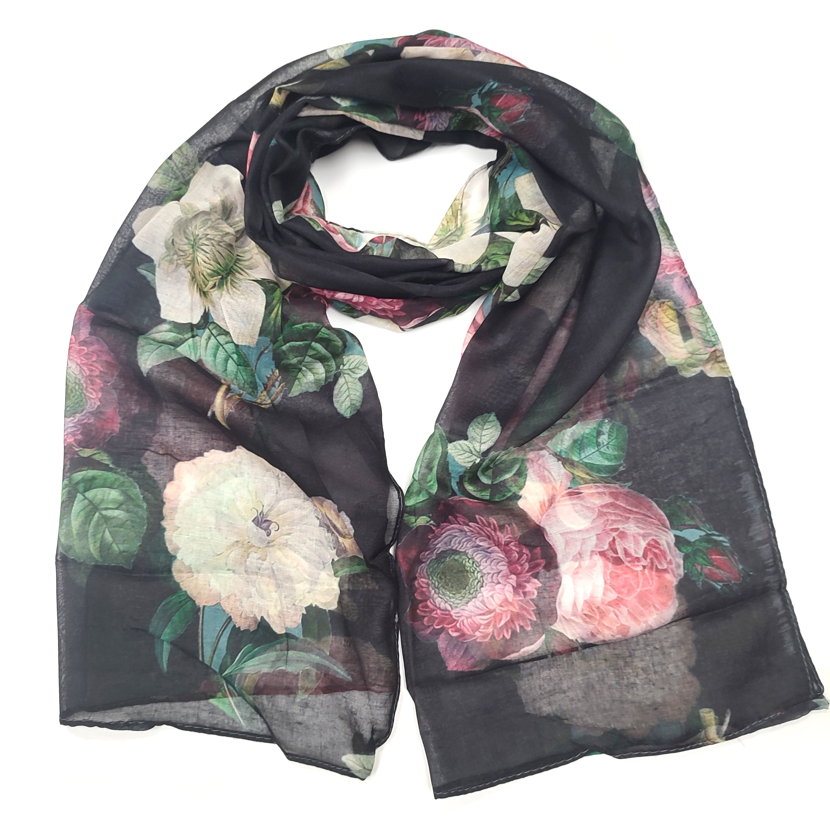 Vintage Roses Scarf - Exclusive Floral Design Silk Wrap for Women | Perfect for Weddings, Parties & Special Occasions
