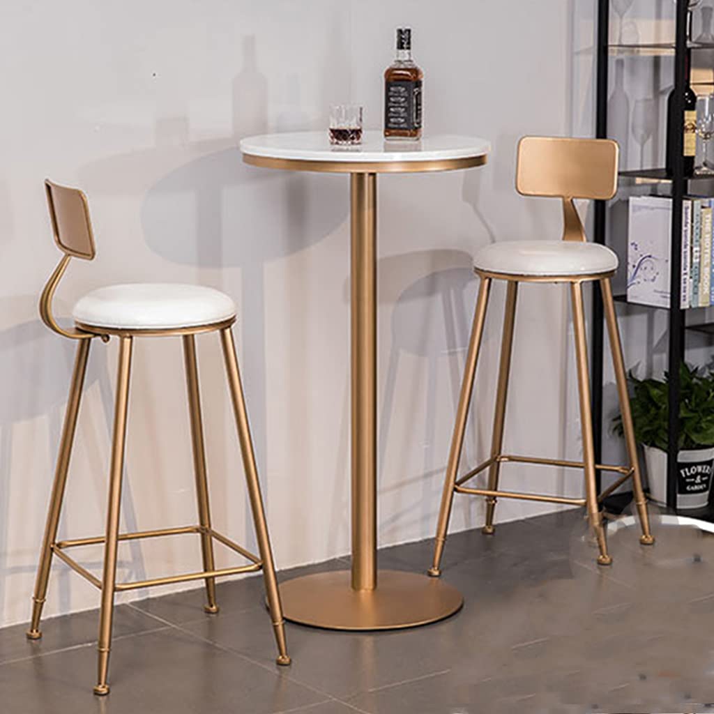 Marble Round Bar Table with Metal Leg - 21.6