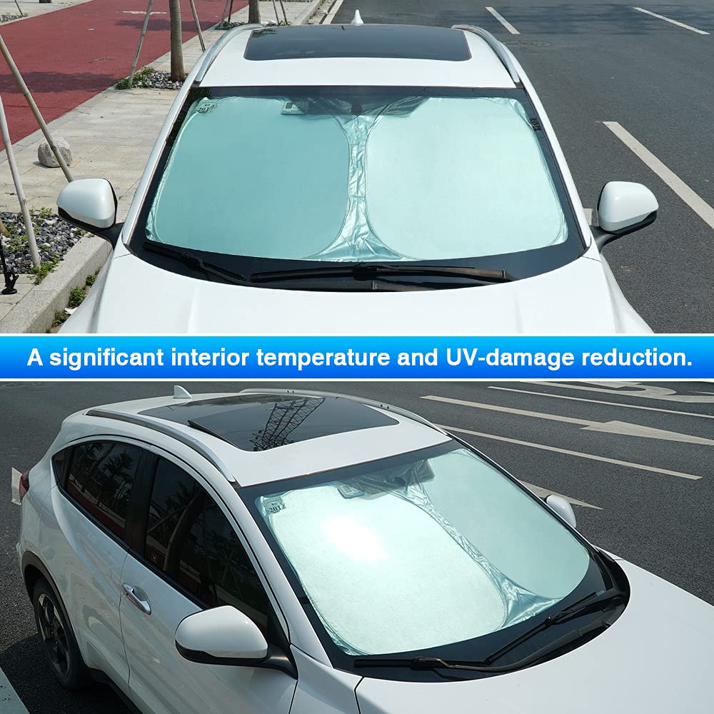 Custom Fit 2016-2022 Honda HR-V Windshield Sun Shade - Foldable Reflective Polyester Sun Visor Cover for Heat & UV Protection | Car Accessories for Summer & Parking