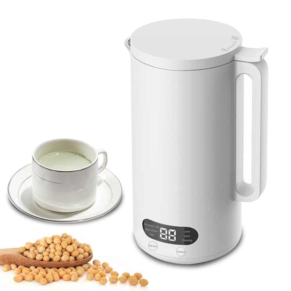 Mini Soy Milk Maker Machine - 6-in-1 Automatic Nut Milk Maker & Electric Juice Blender with Self-Cleaning, 12H Preset Timer for Almond, Oat, Soy Milk - Perfect for Home Kitchen & Healthy Breakfast