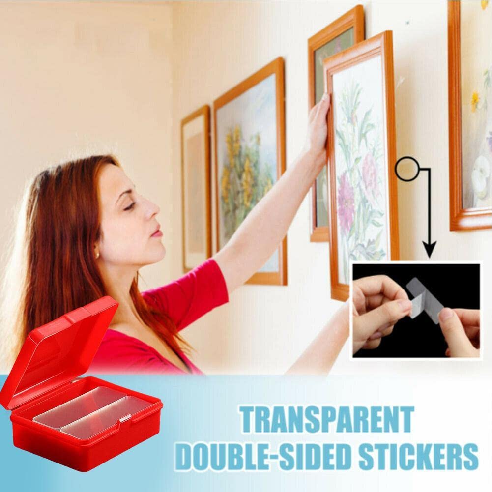 60pcs Strong Clear Waterproof Double Sided Tape - Removable Mounting Adhesive for Carpet Fixing, Wall Decor, Office & Home Use - Perfect for Hanging Photos, Posters, Spring Festival Couplets and DIY Projects