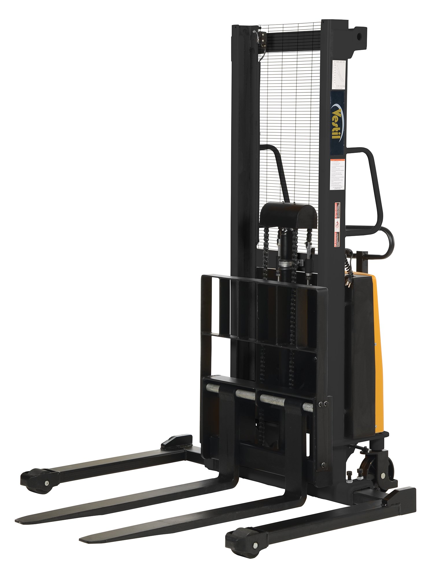 Vestil SL-63-AA Electric Powered Pallet Stacker with Adjustable Forks & Support Legs - 2000 lbs Capacity, 42