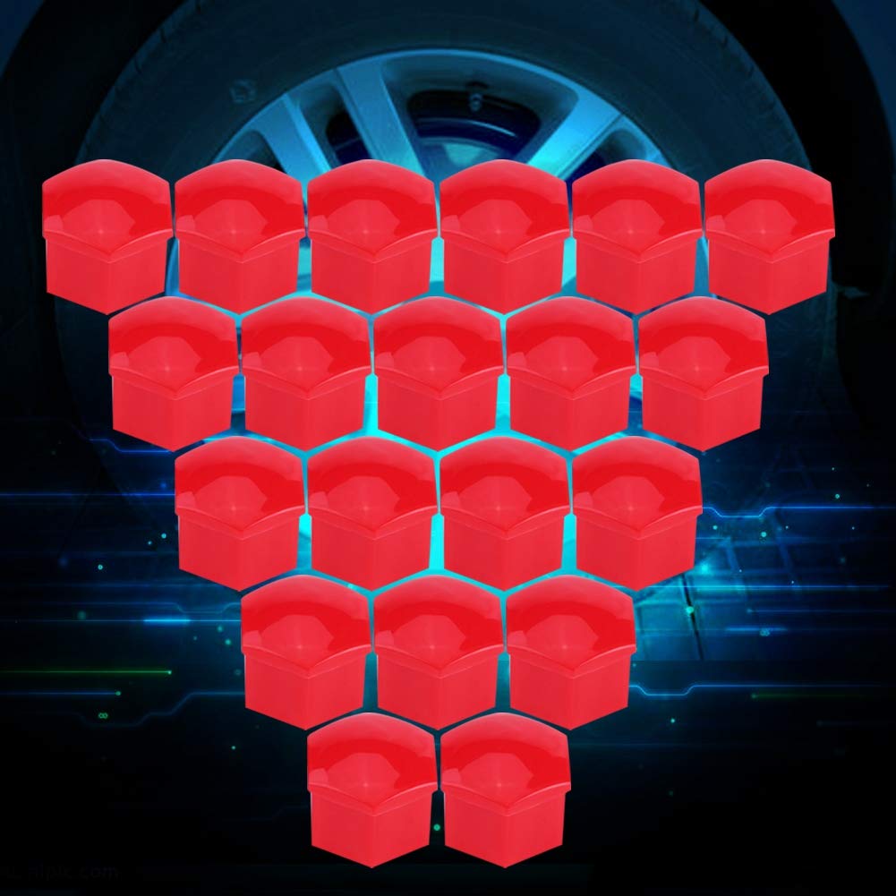 20Pcs Universal Wheel Hub Covers - Red Lug Nut Bolt Screw Covers for Car & Truck Tires | Durable Protection & Stylish Upgrade for All-Season Driving