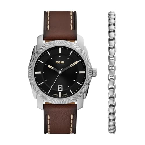 Brown Leather/Silver/Bracelet Set